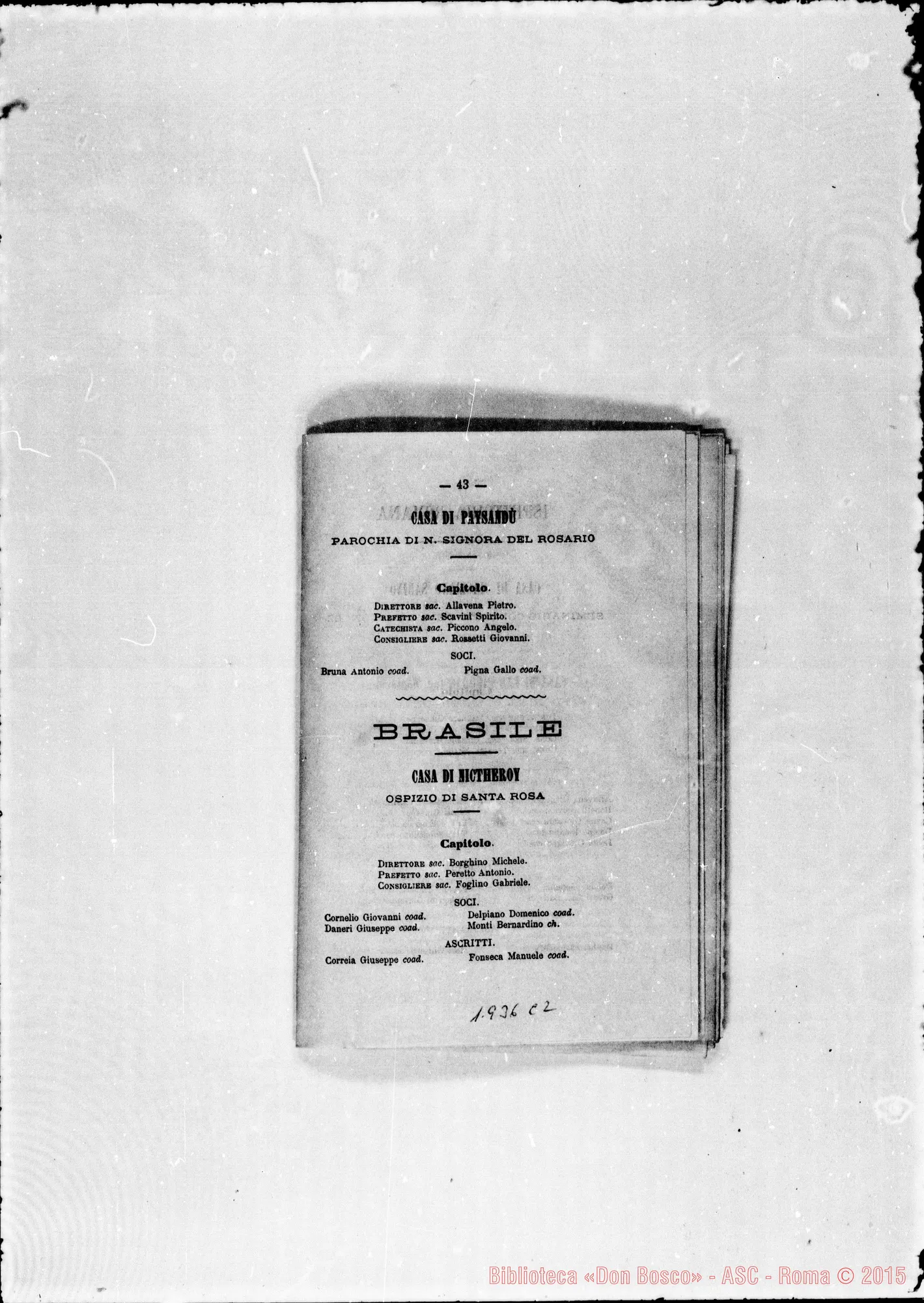 Fotogramma C 2 — 1884 Ispettorie: Argentina, Francese, Ligure, Piemontese, Romana, Uruguayana