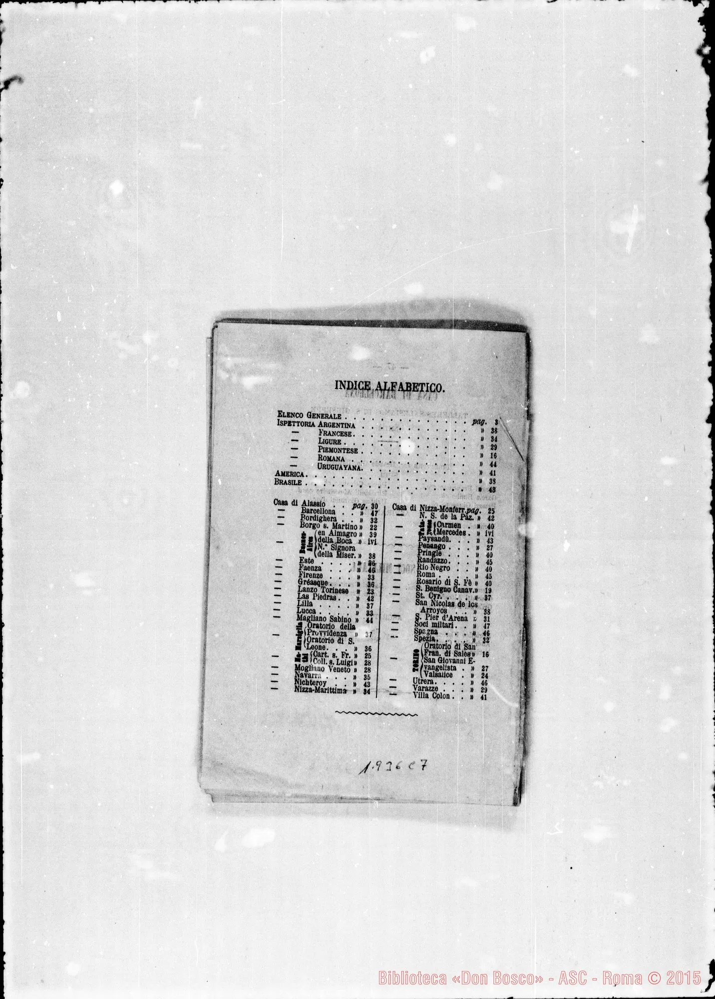 Fotogramma C 7 — 1884 Ispettorie: Argentina, Francese, Ligure, Piemontese, Romana, Uruguayana