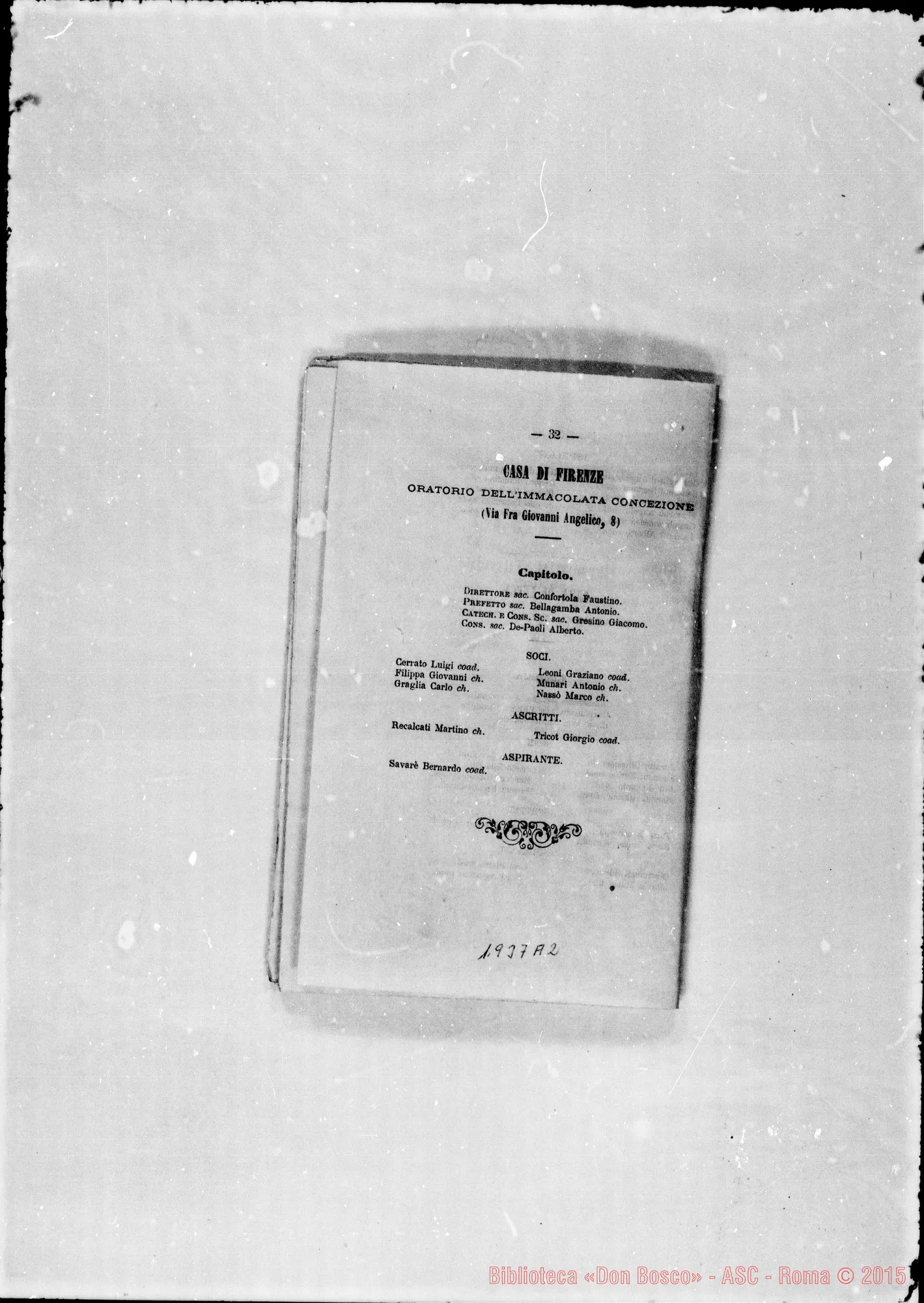 Fotogramma A 2 — 1885 Casa di Torino: Cariche di «Rettore» E «Direttore»