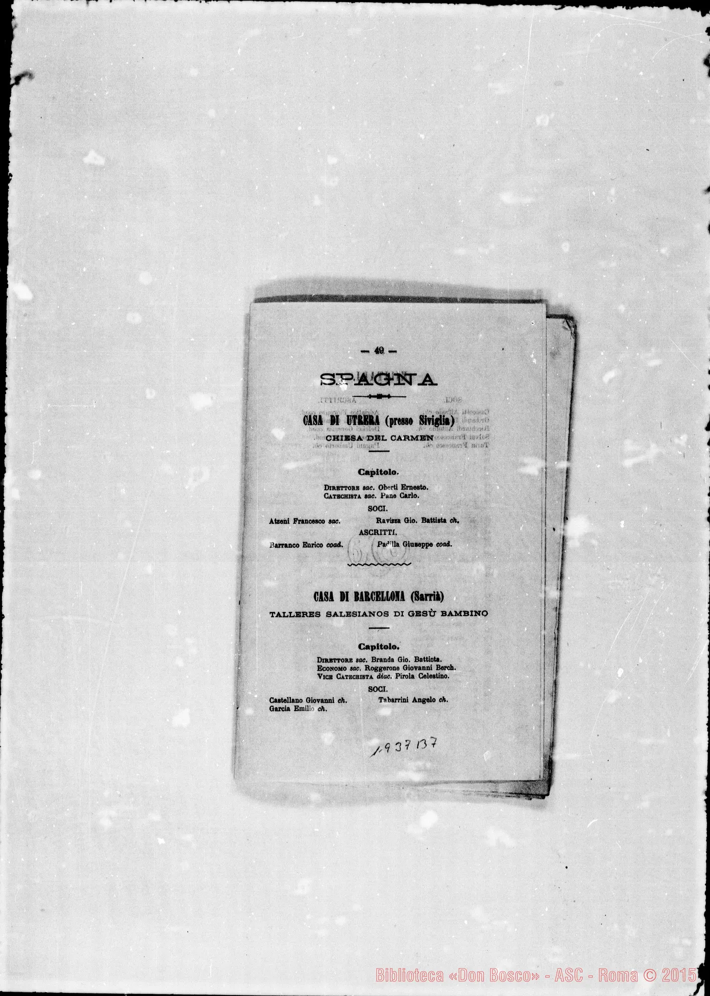 Fotogramma B 7 — 1885 Casa di Torino: Cariche di «Rettore» E «Direttore»