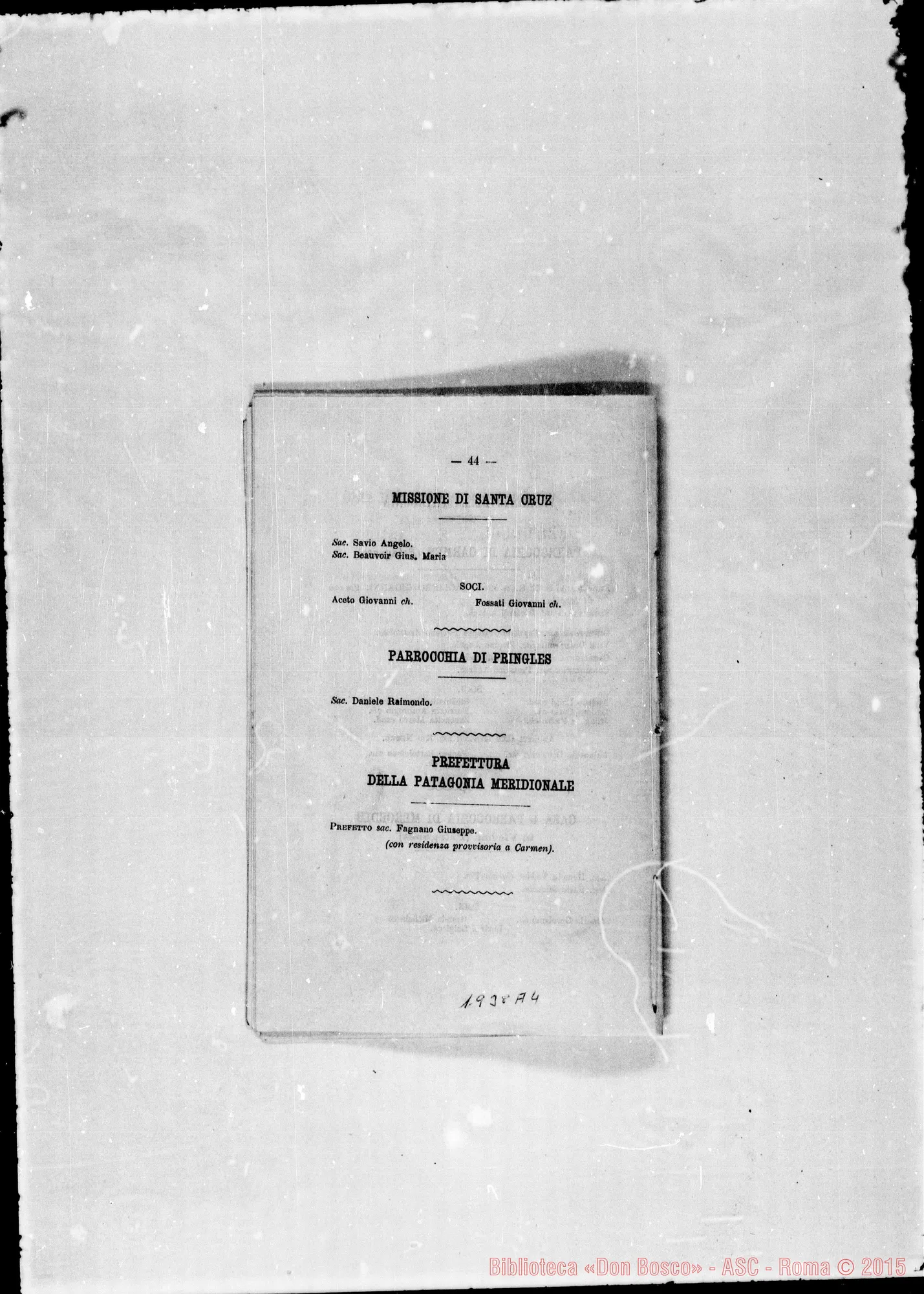 Fotogramma A 4 — 1886 Non appare la carica d’Archivista. Appare il titolo «Rettor MAGGIORE»