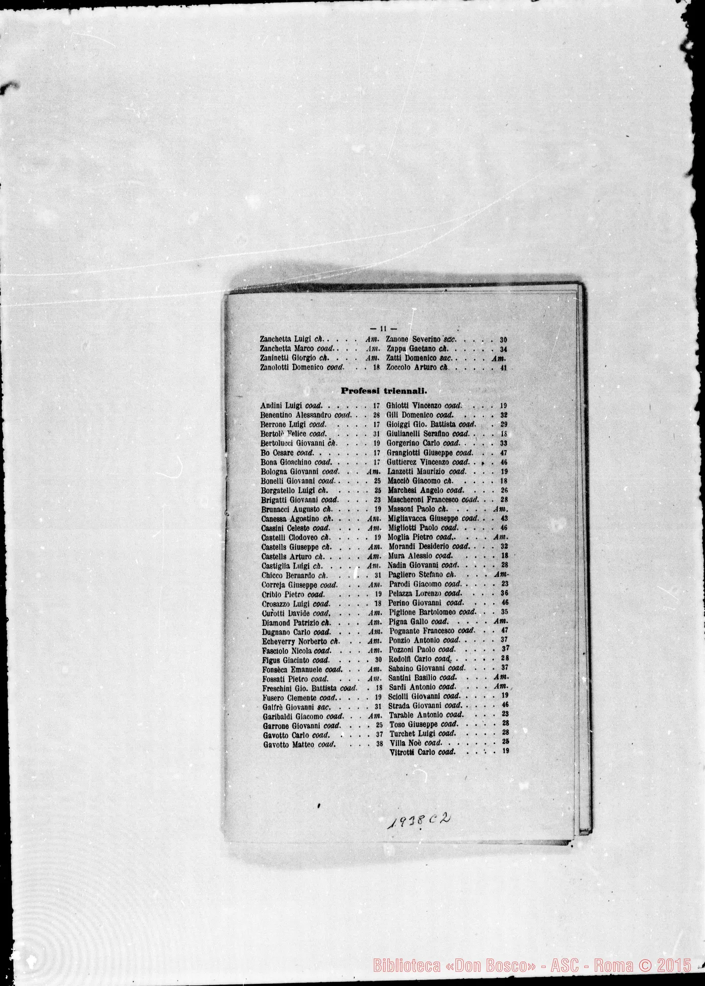 Fotogramma C 2 — 1887 Appaiono due elenchi: Europa E America