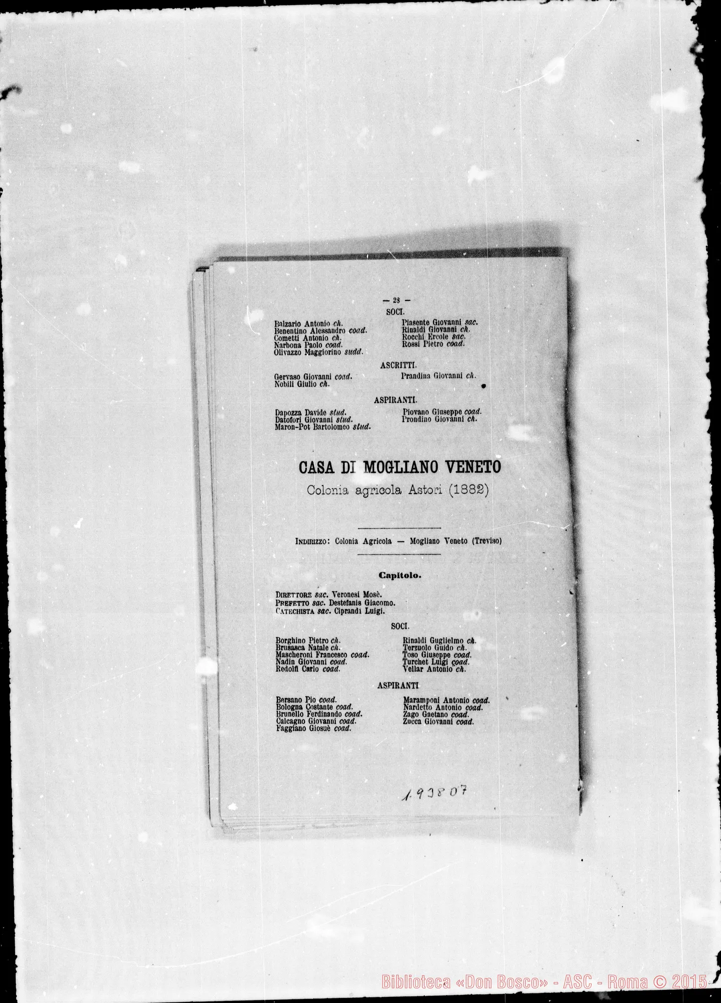Fotogramma D 7 — 1887 Appaiono due elenchi: Europa E America