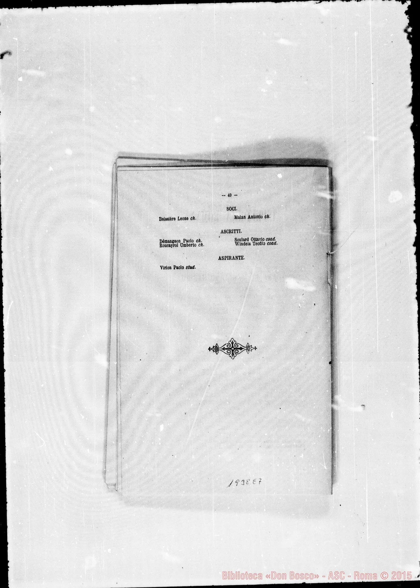 Fotogramma E 7 — 1887 Appaiono due elenchi: Europa E America