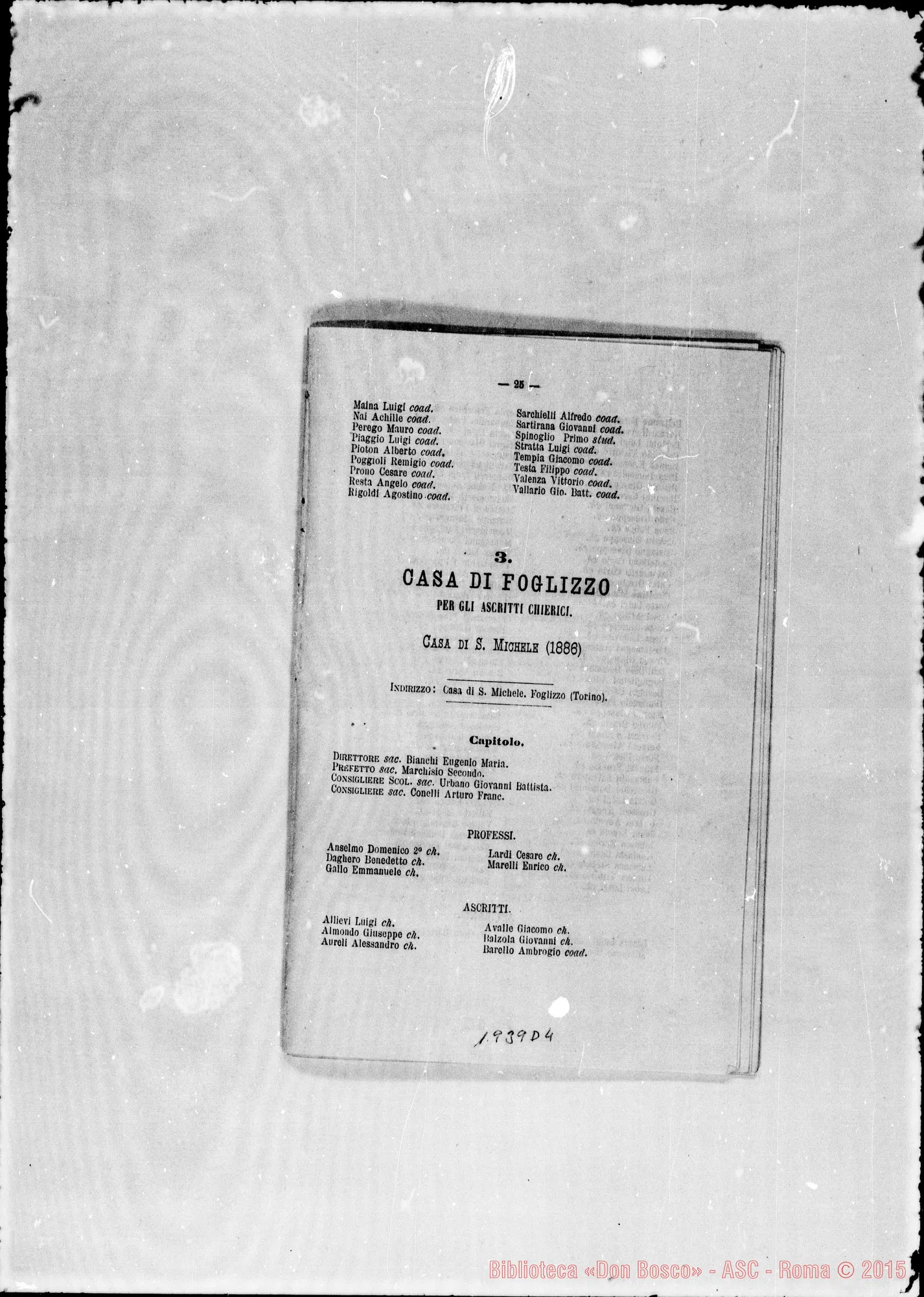 Fotogramma D 4 — 1888 Don Michele Rua: Rettor Maggiore