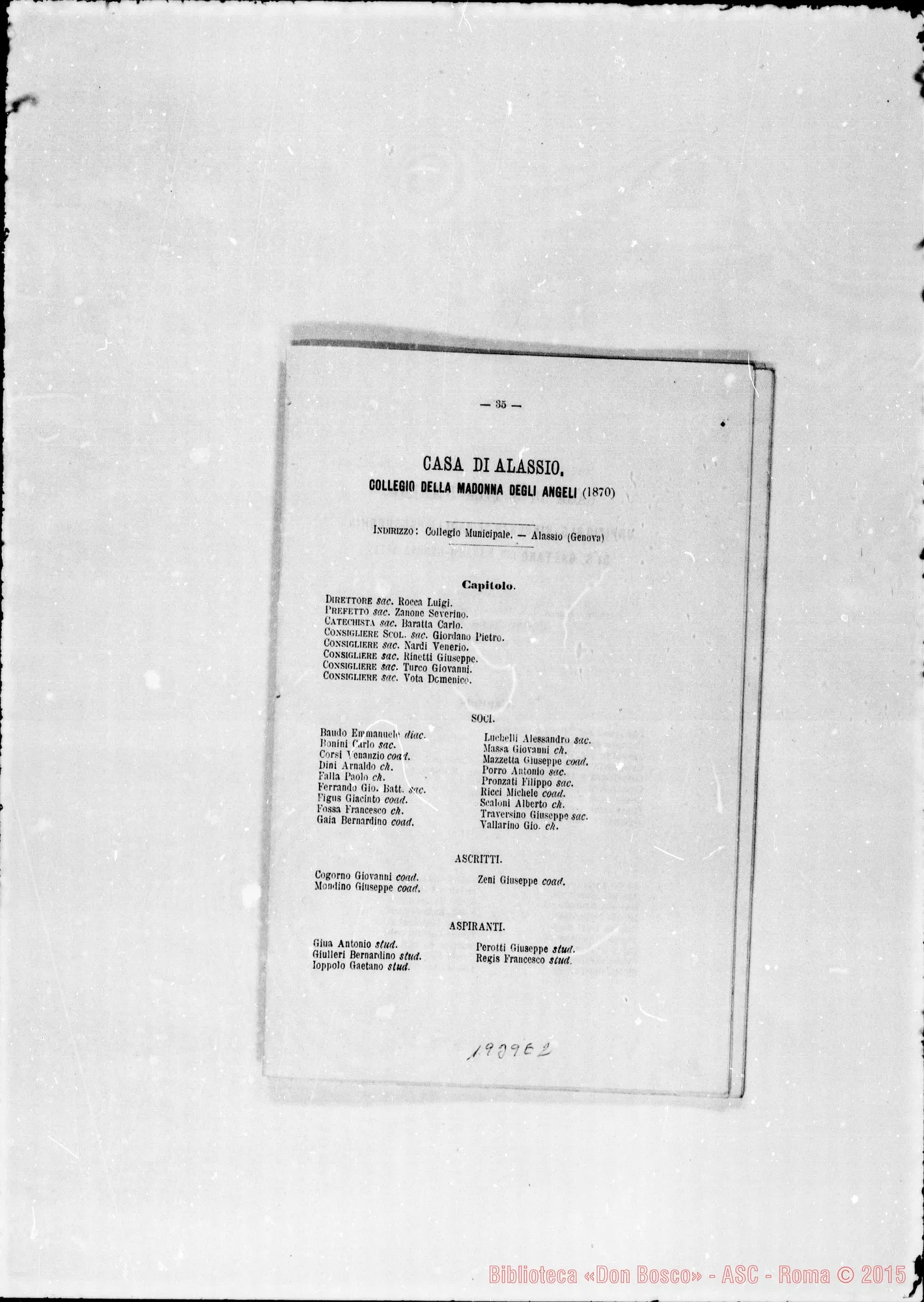 Fotogramma E 2 — 1888 Don Michele Rua: Rettor Maggiore
