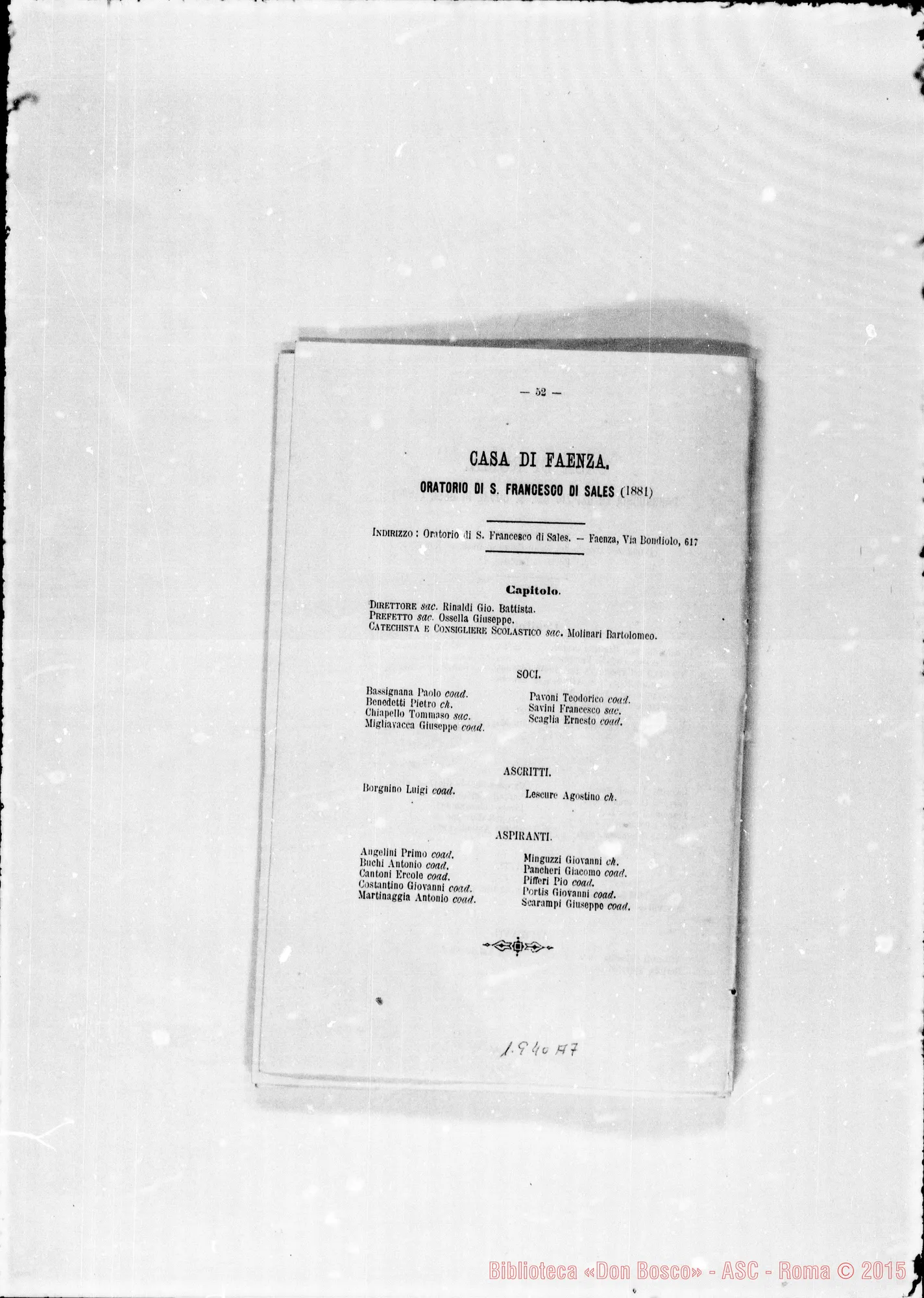 Fotogramma A 7 — 1888 Don Michele Rua: Rettor Maggiore
