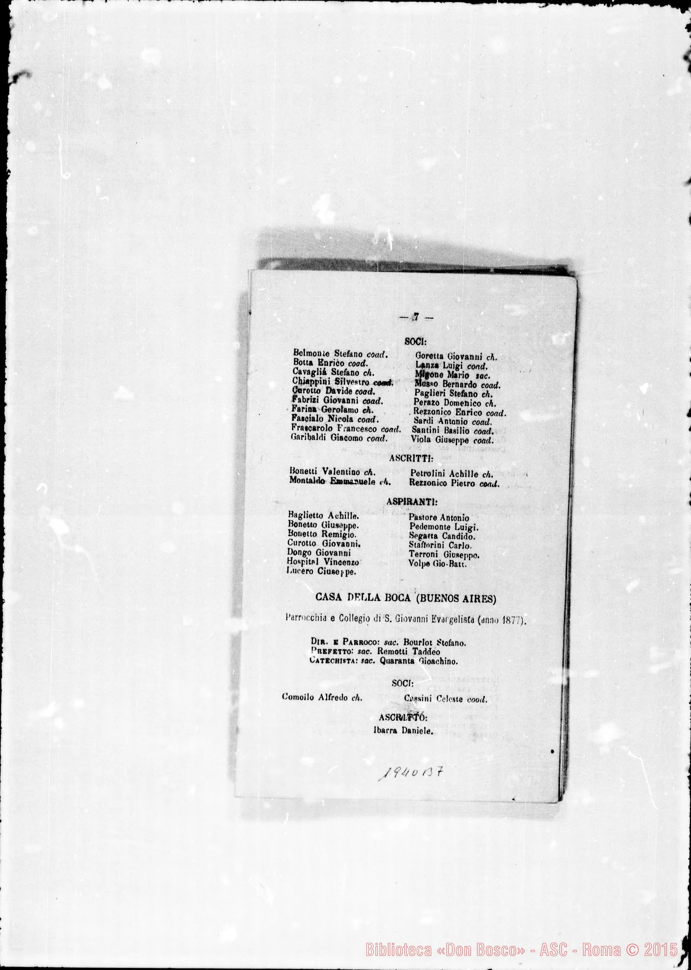 Fotogramma B 7 — Elenco deN’America