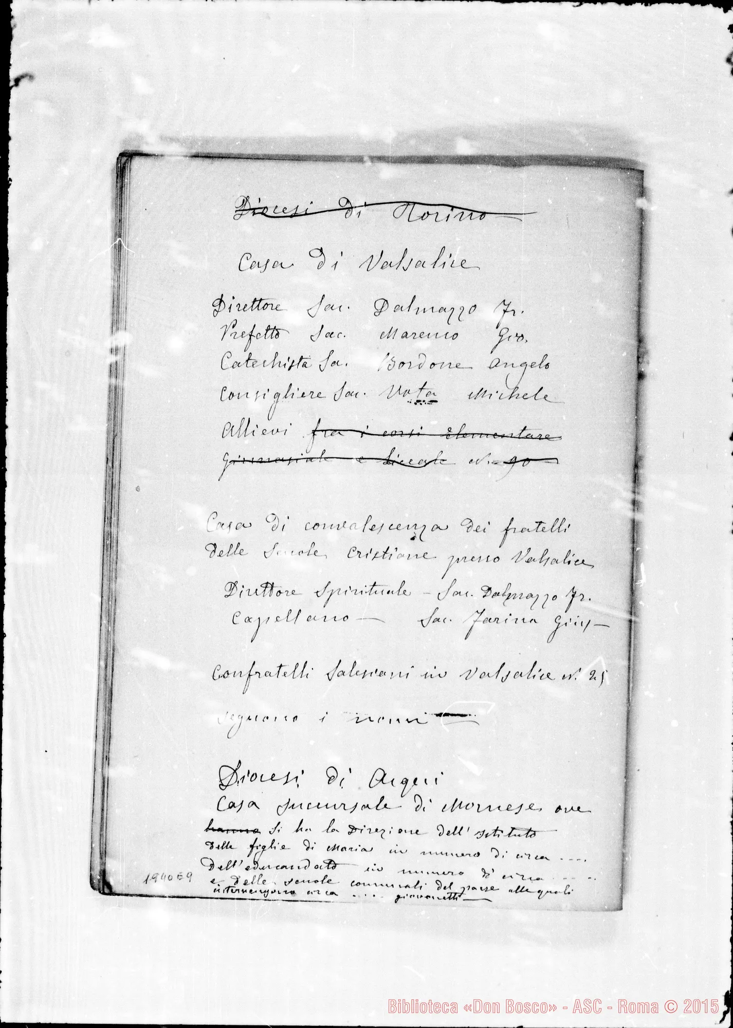 Fotogramma E 9 — Elenco ms. con correz. E aggiunte ms. Bosco, appartenente all’anno 1877
