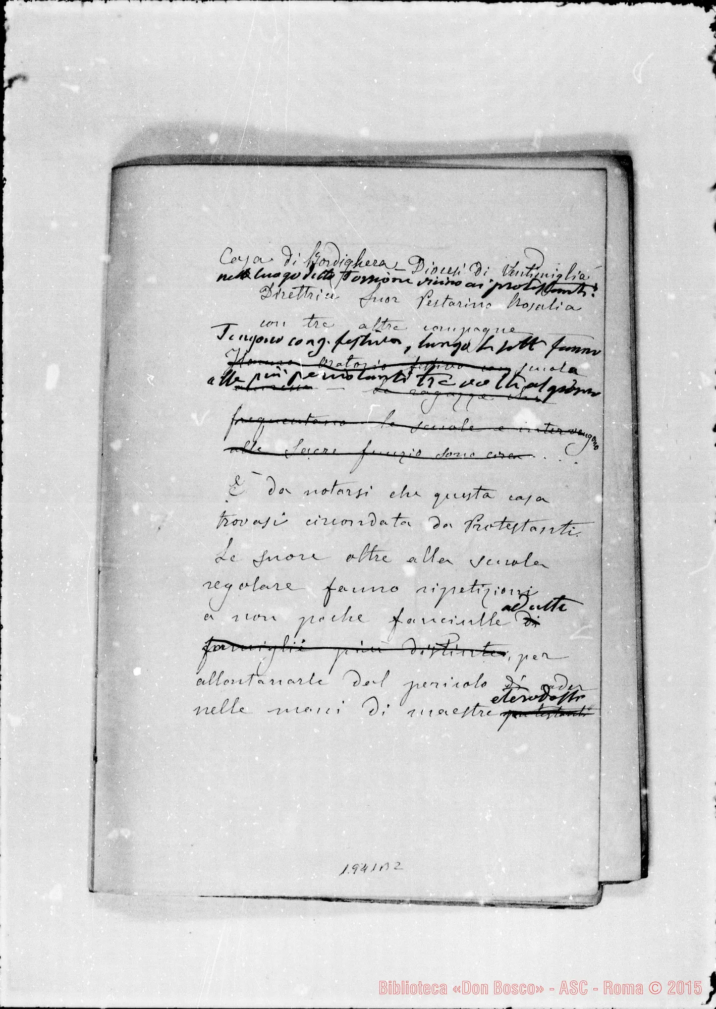 Fotogramma B 2 — Elenco ms. con correz. E aggiunte ms. Bosco, appartenente all’anno 1877