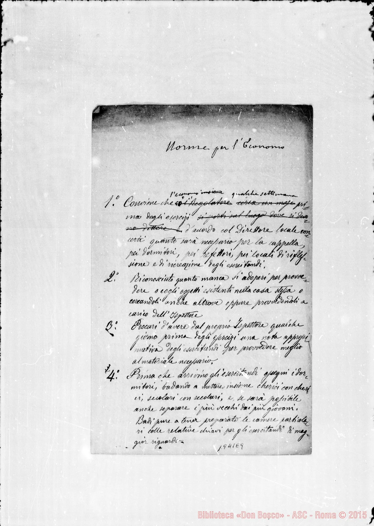 Fotogramma E 9 — Stesure ms. con correz. di D. Rua