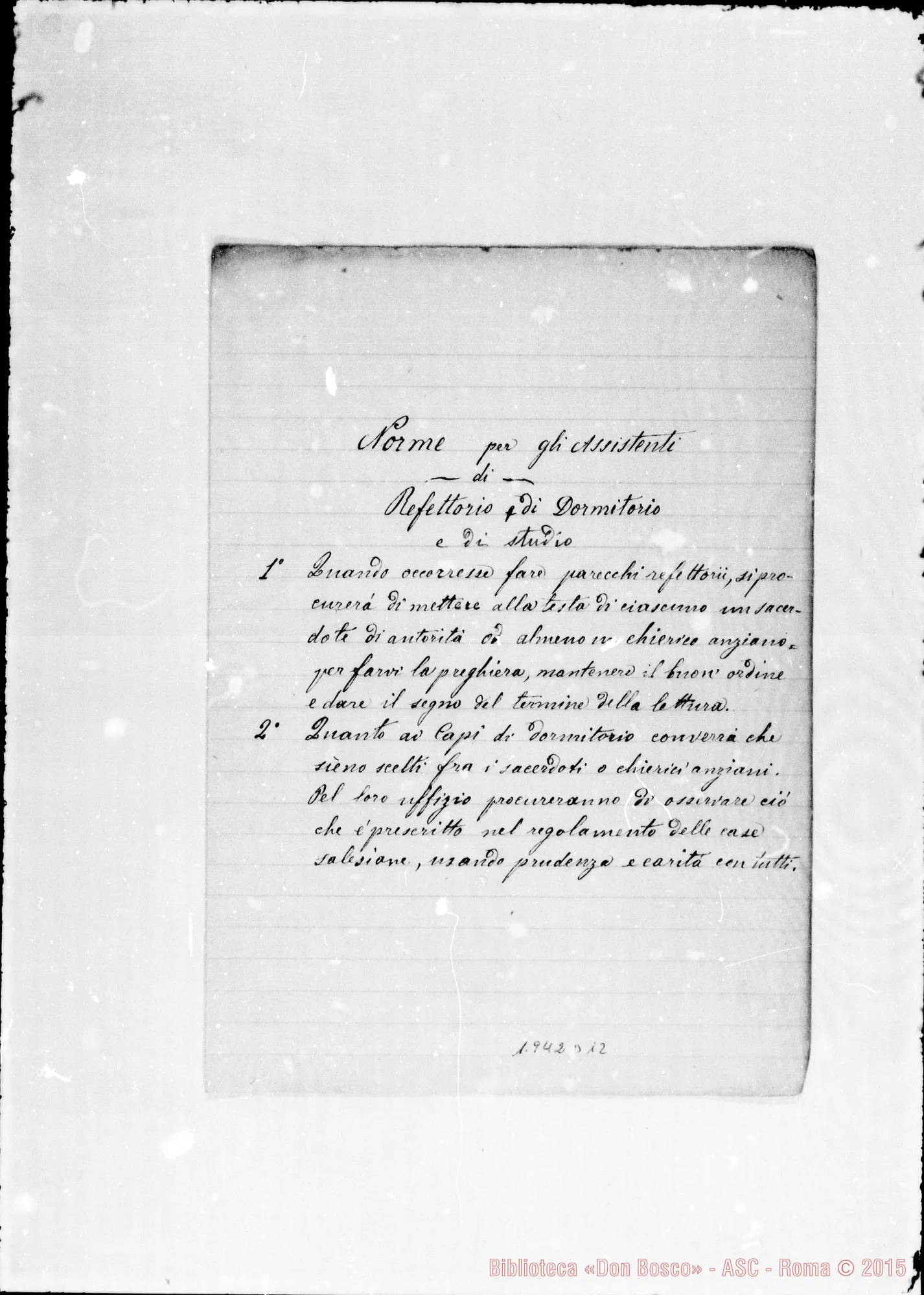 Fotogramma D 12 — Altra copia pulita di certi capitoli con correz. di D. Rua