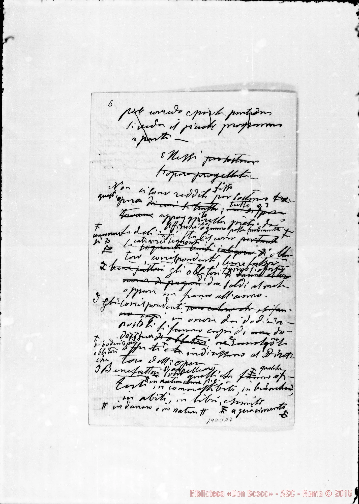 Fotogramma A 7 — «Opera di Maria A. per le vocazioni allo stato eccl.» Ms. autogr. Bosco