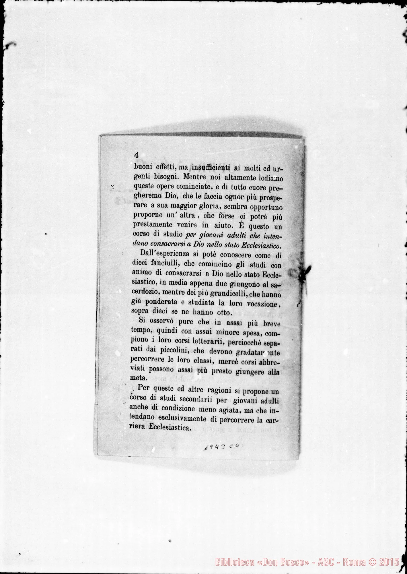 Fotogramma C 4 — «Opera di Maria Ausiliatrice…» Stampato con correz. autogr. Bosco