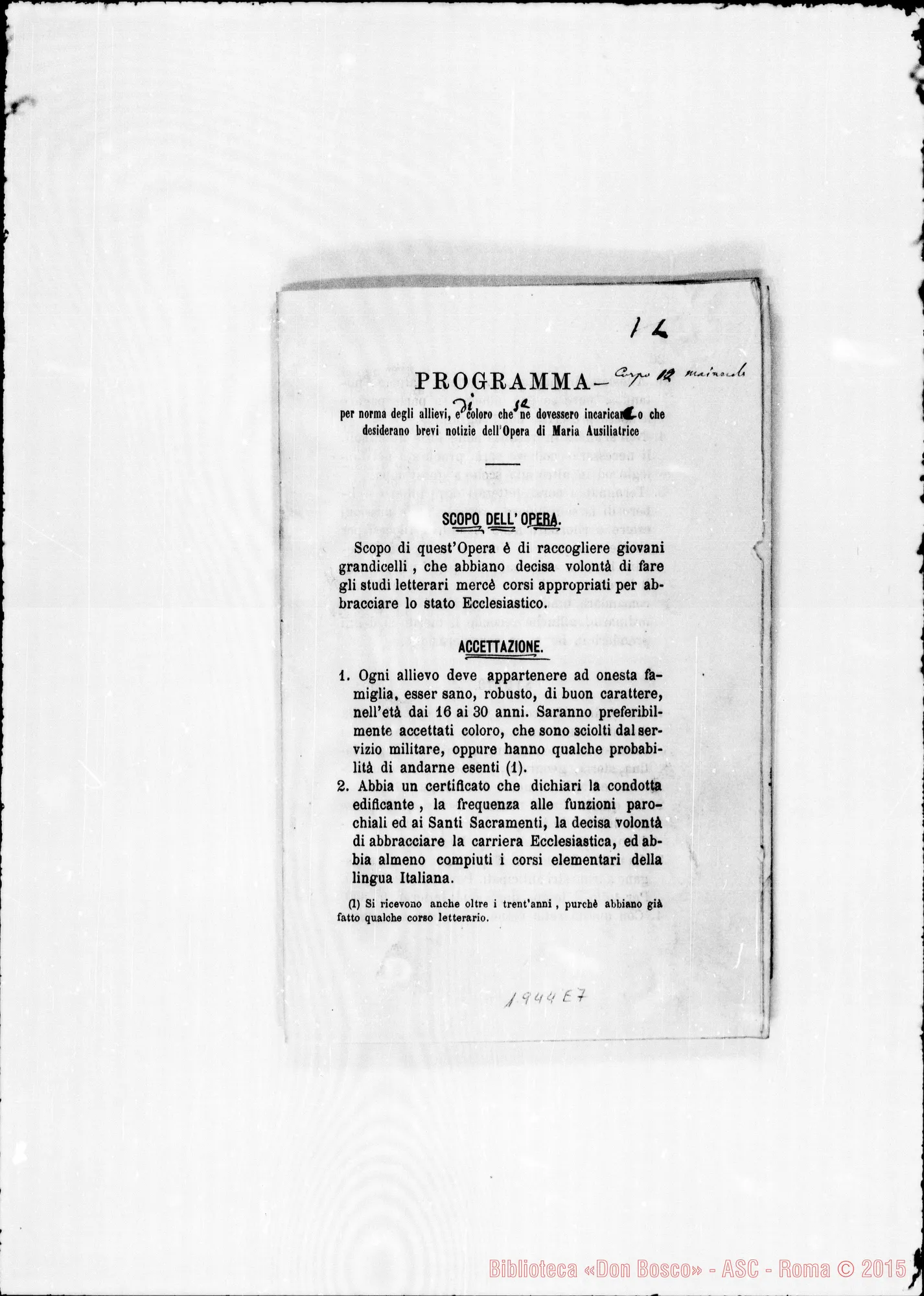 Fotogramma E 7 — Prefazione alle prime Costituzioni. Ms. Bonetti