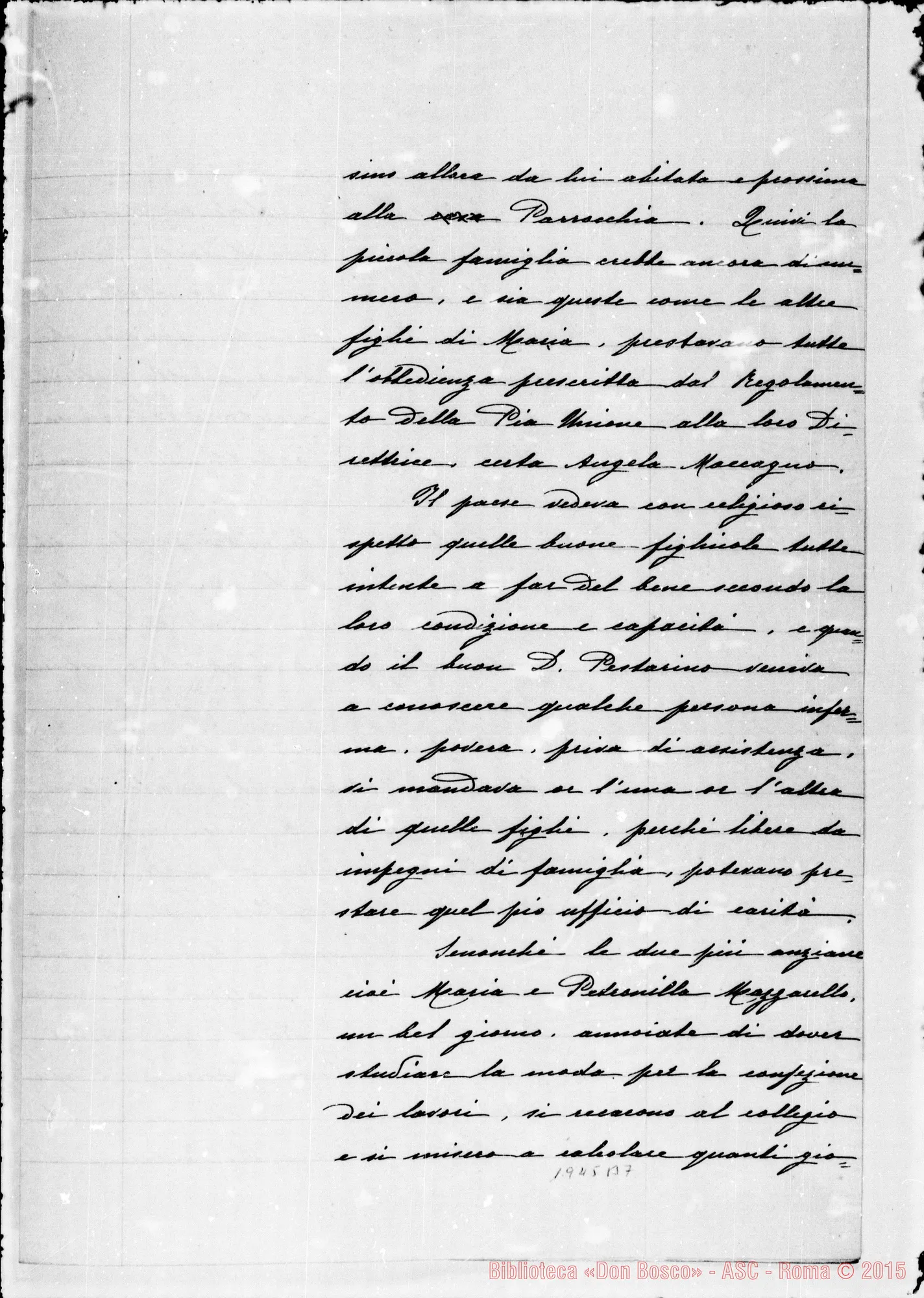 Fotogramma B 7 — Schiarimenti sugl’inizi dell’Istituto delle Figlie di M.A. Ms.
