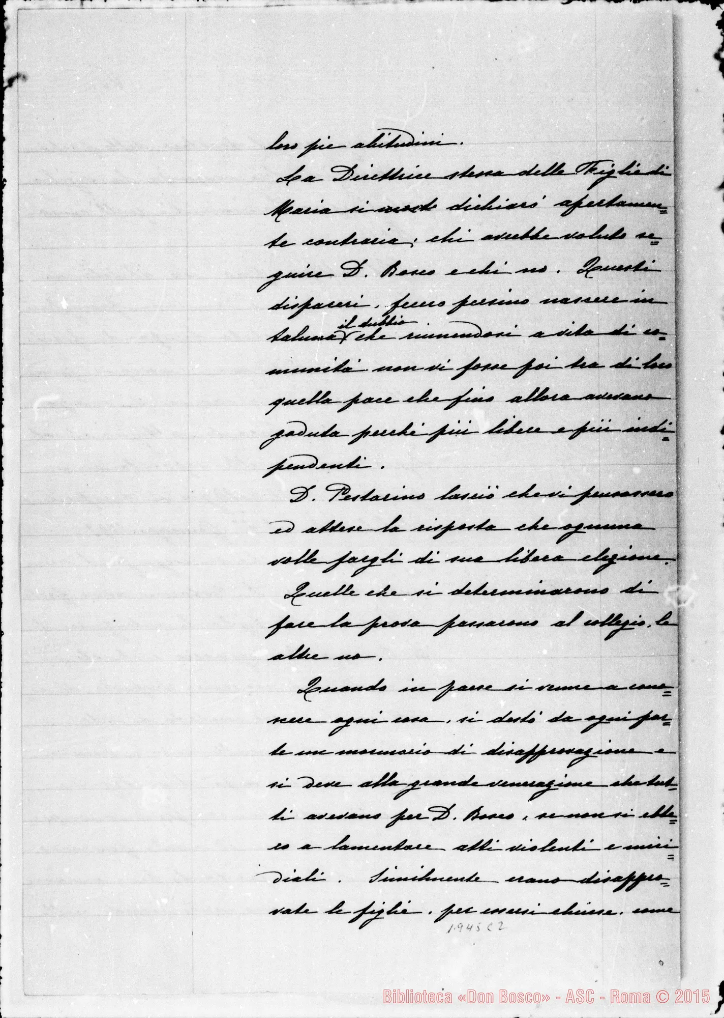 Fotogramma C 2 — Schiarimenti sugl’inizi dell’Istituto delle Figlie di M.A. Ms.
