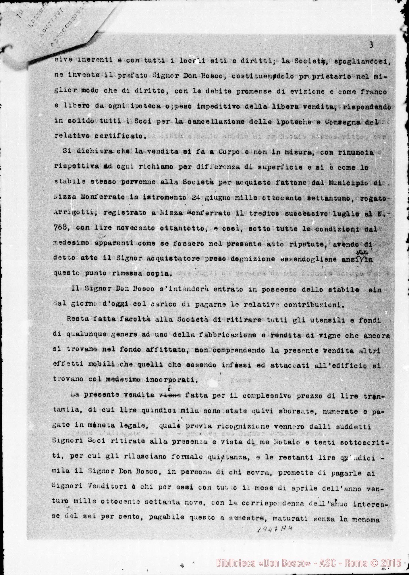 Fotogramma A 4 — VENDITA DI STABILI. Convenzione. Copia dattilogr.