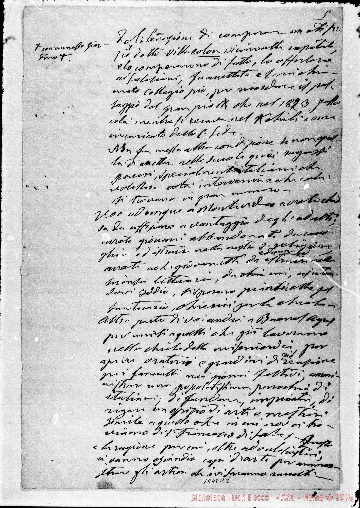 Fotogramma A 2 — Nel 7-11-1876: «Parole indirizzate ai… nuova spediz.» Ms. autogr. Bosco