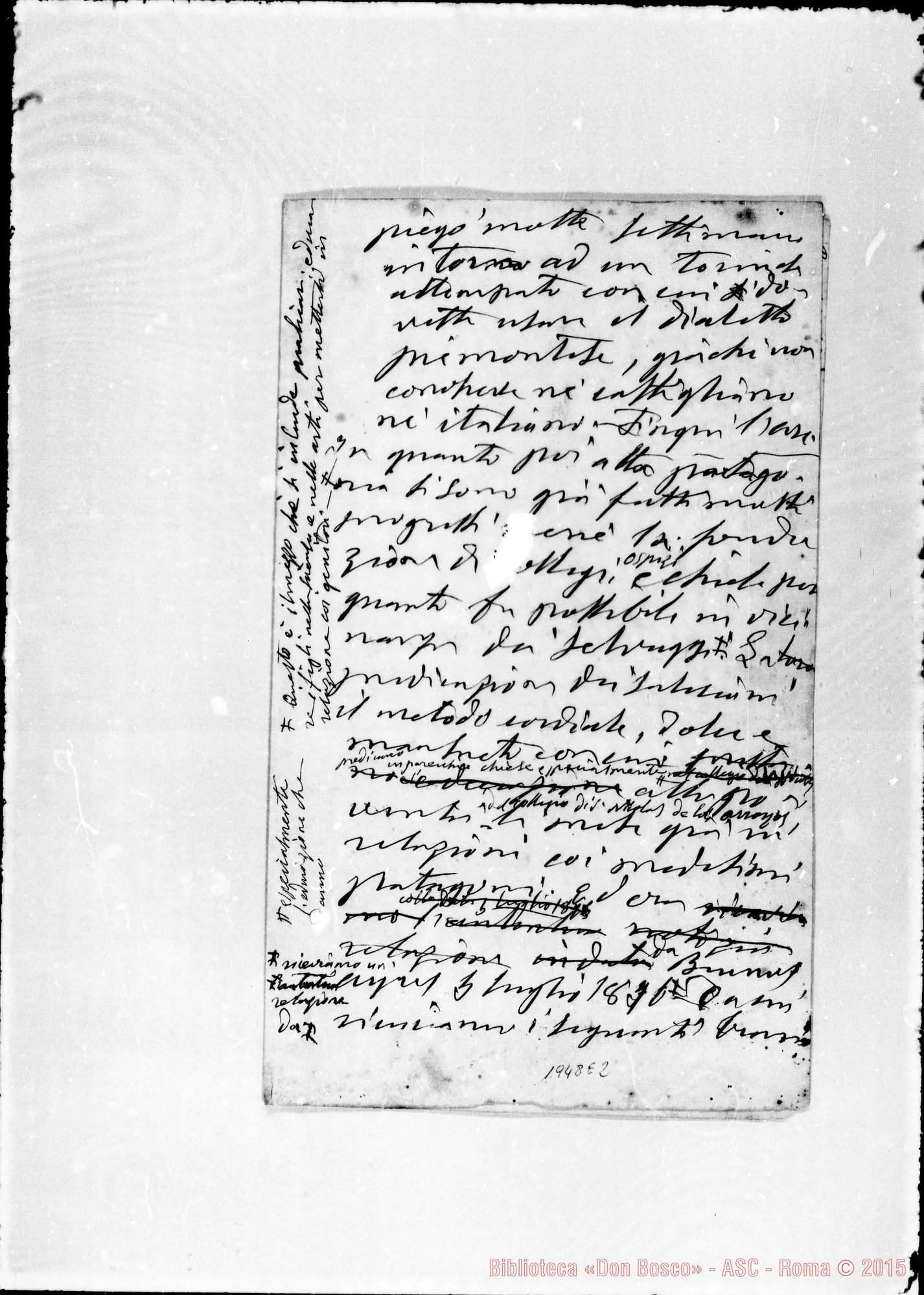 Fotogramma E 2 — «I Salesiani in America». Ms. autogr. Bosco