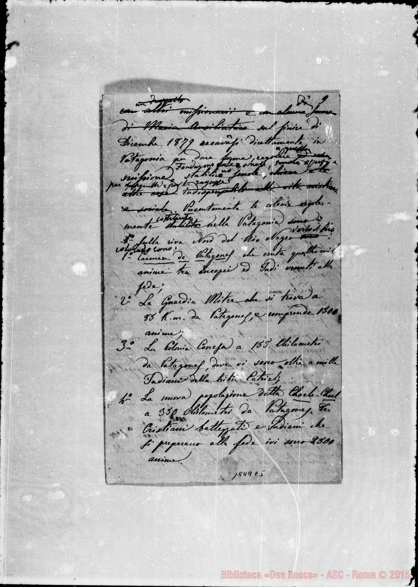 Fotogramma C 5 — (ASC 133) sul nome «autografi-varia». «L’Evangelizzazione della Patagonia». Ms. di varie mani, anche autogr. Bosco, E correz. E aggiunte autogr. Bosco