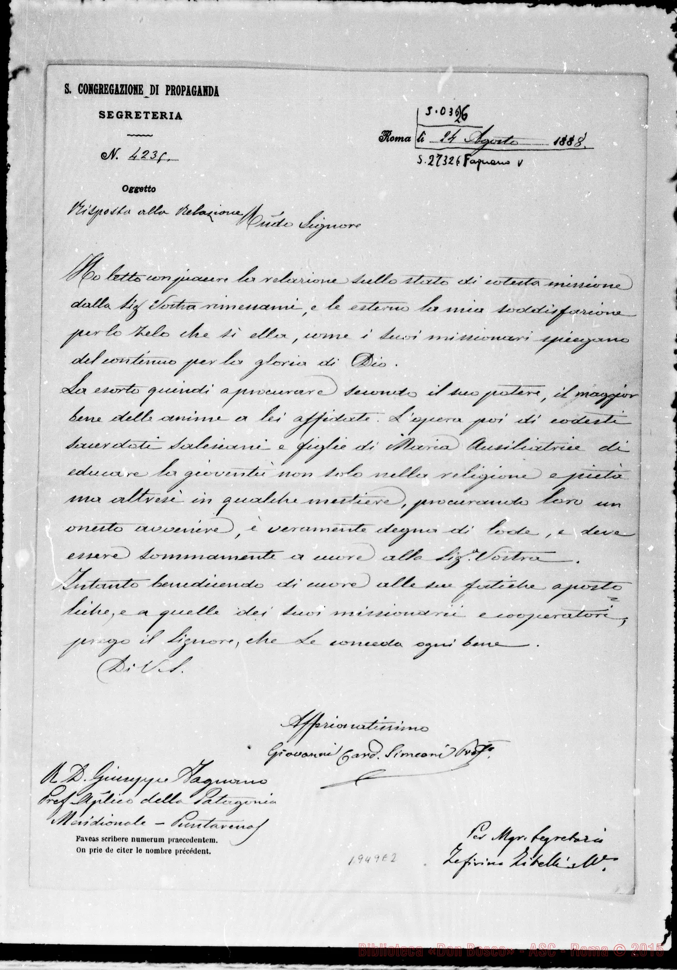 Fotogramma E 2 — Card. Simeoni-Mons. Fagnano