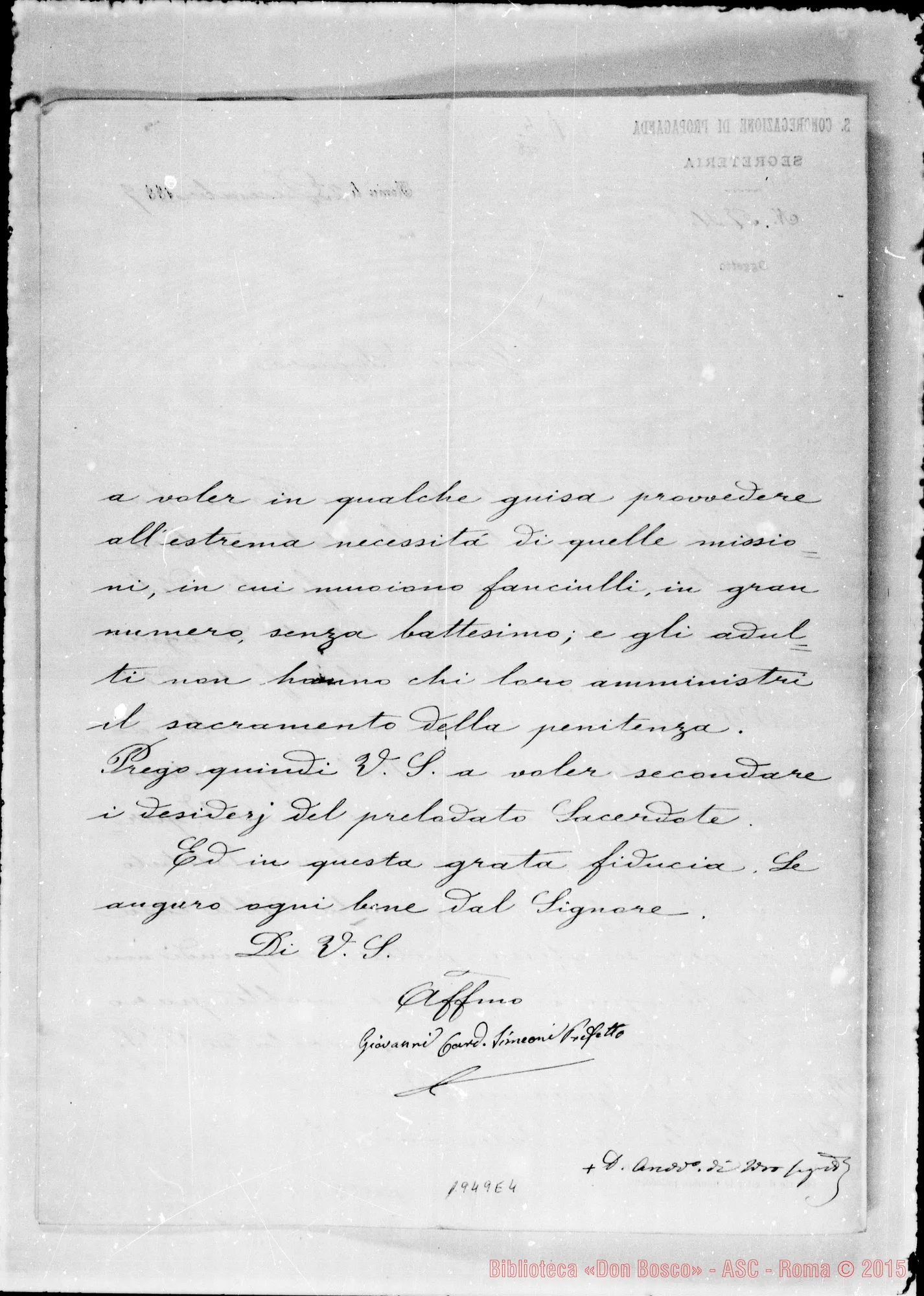 Fotogramma E 4 — Isole Malvine: Card. Simeoni-Bosco (23-12-1887). Originale