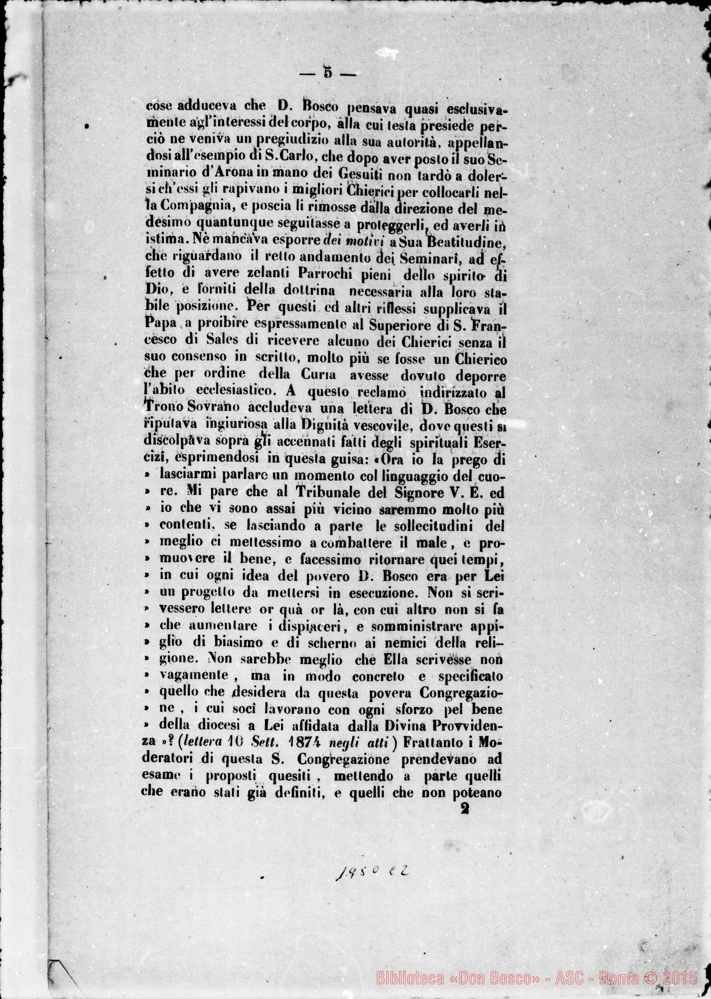 Fotogramma C 2 — «Mese di agosto 1875…» S.C. dei VV. E RR. Stampato