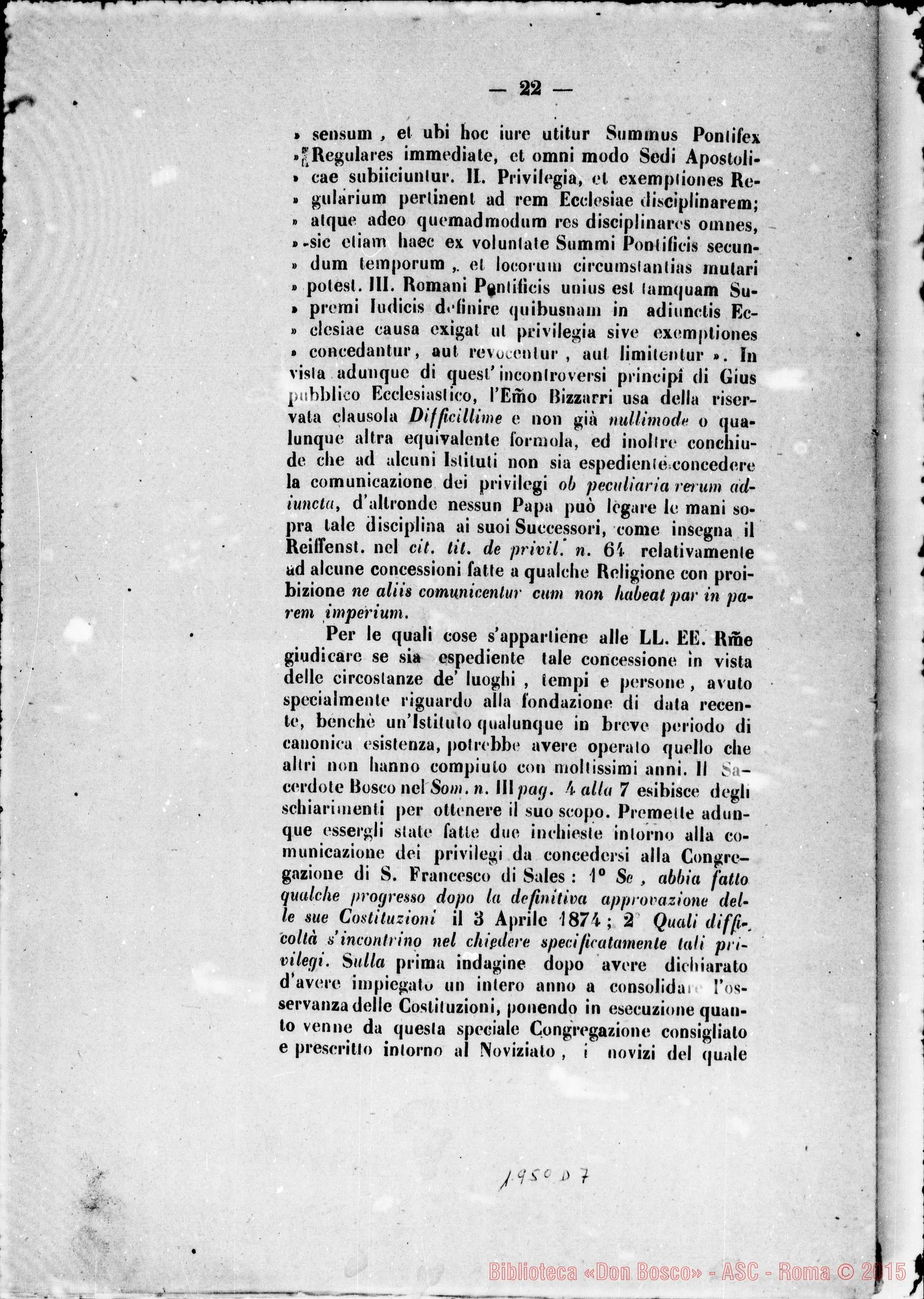 Fotogramma D 7 — «Mese di agosto 1875…» S.C. dei VV. E RR. Stampato