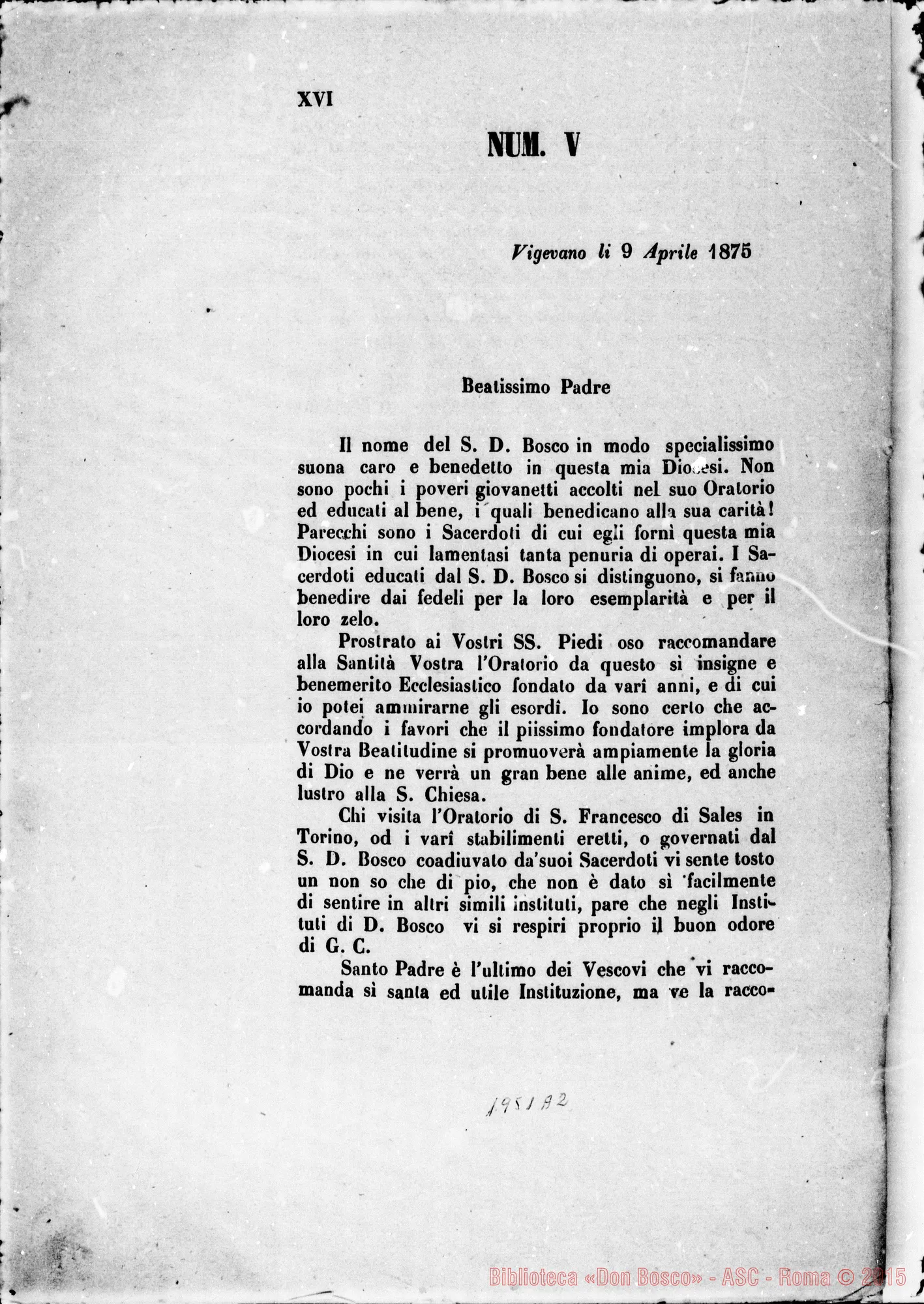 Fotogramma A 2 — «Mese di agosto 1875…» Sommario. Diverse autogr. Bosco