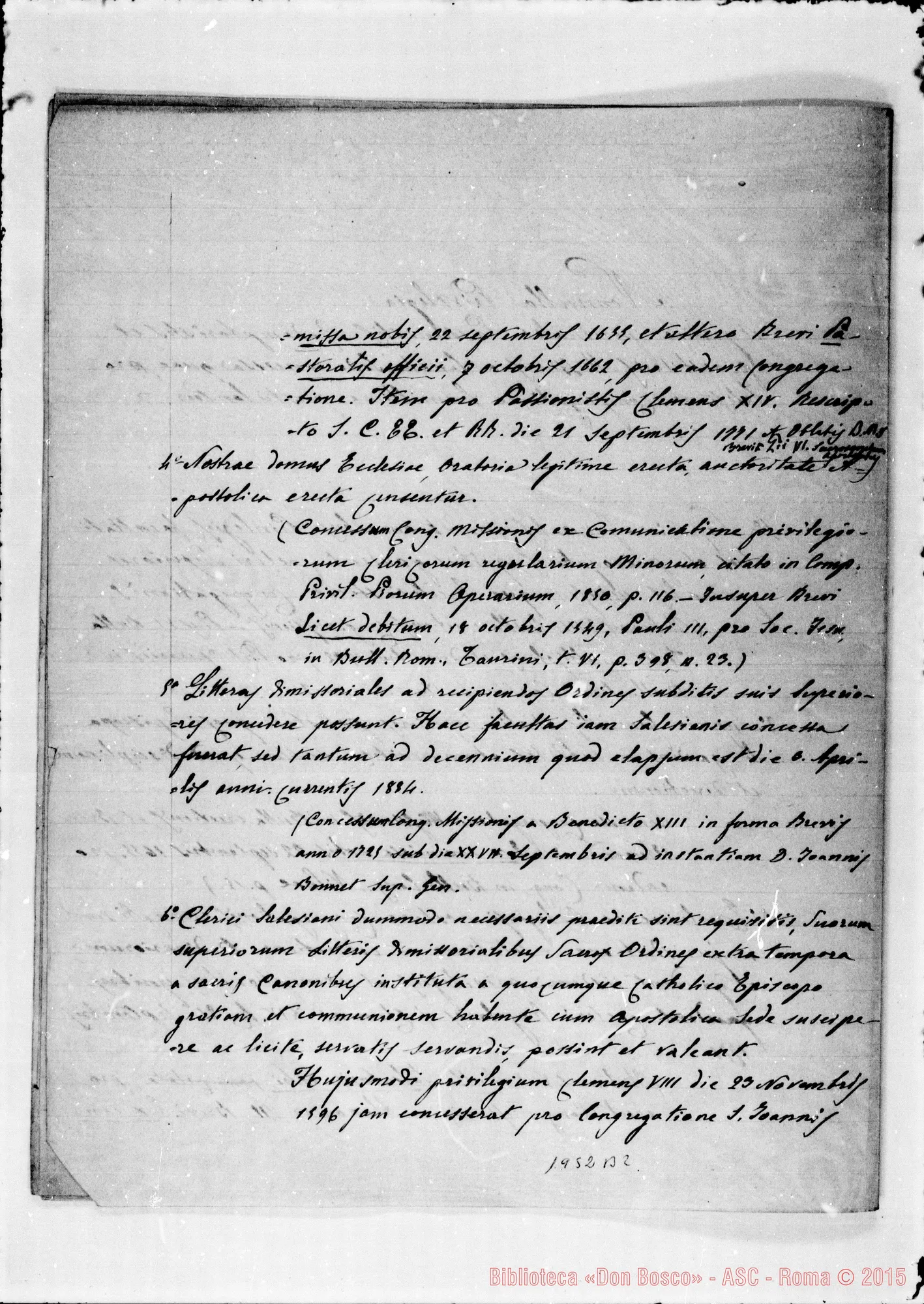 Fotogramma B 2 — «Nonnulla Privilegia et gratiae… Passionistis… concessa…» Ms.