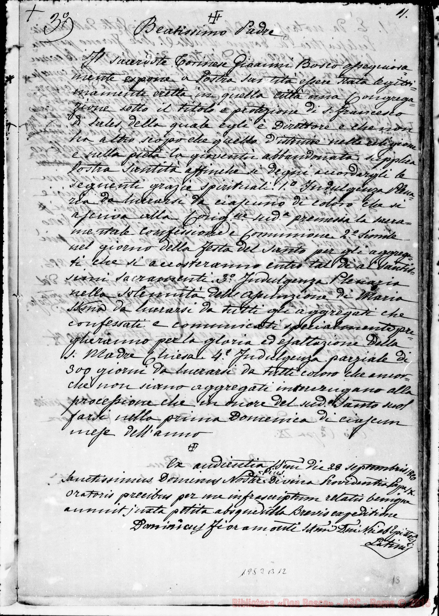 Fotogramma B 12 — «…Pel desiderio di facilitarvi la conoscenza E la pratica dei favori…» Ms. di D. Berto destinato alla stampa con correz. E aggiunte autogr. Bosco