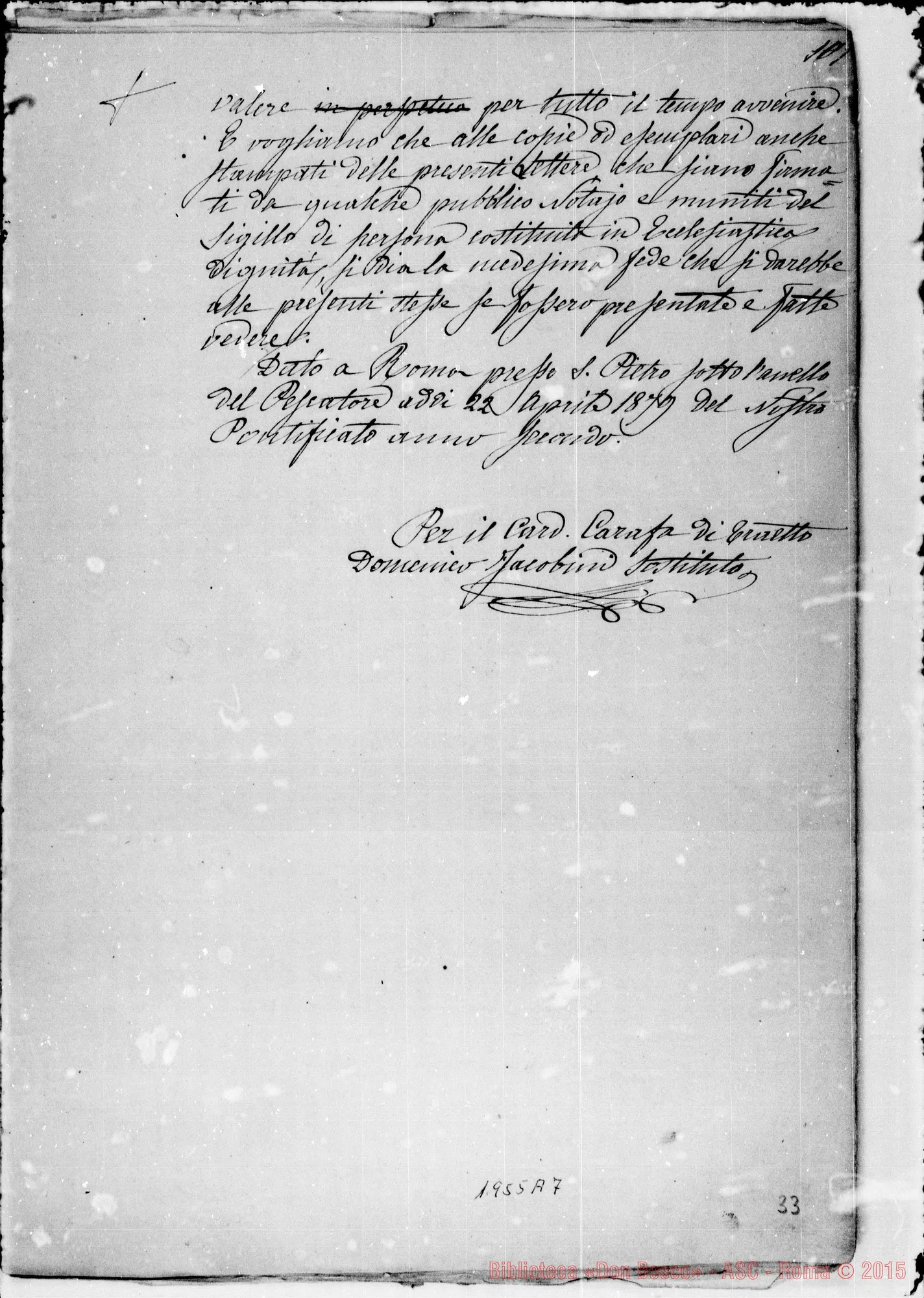 Fotogramma A 7 — «…Pel desiderio di facilitarvi la conoscenza E la pratica dei favori…» Ms. di D. Berto destinato alla stampa con correz. E aggiunte autogr. Bosco