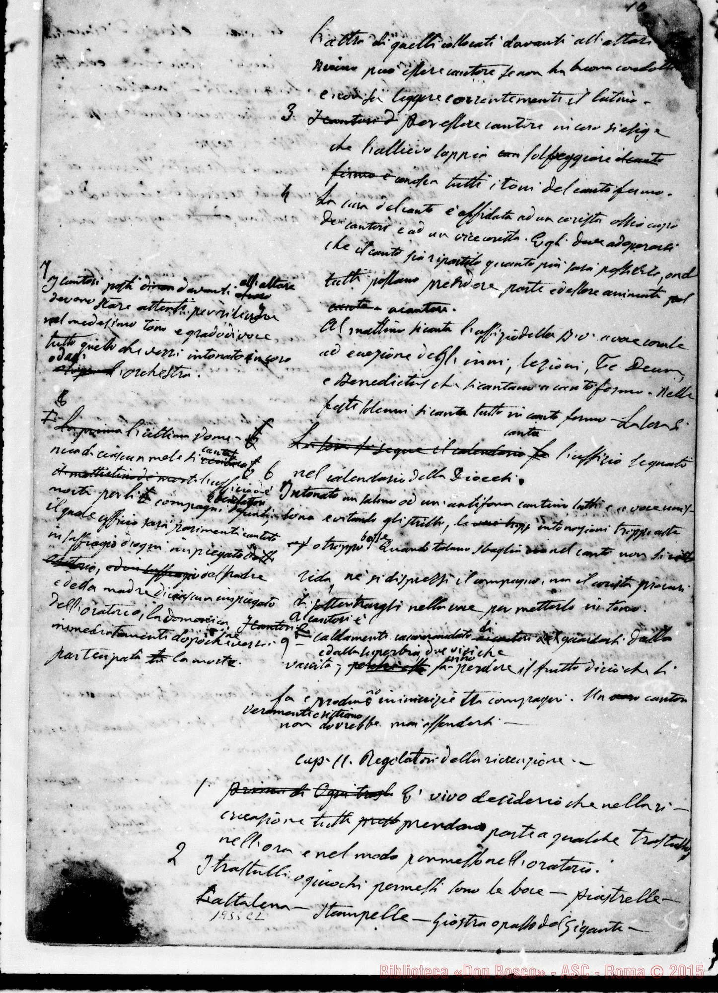 Fotogramma C 2 — Regolamento dell’Oratorio. Ms. autogr. Bosco