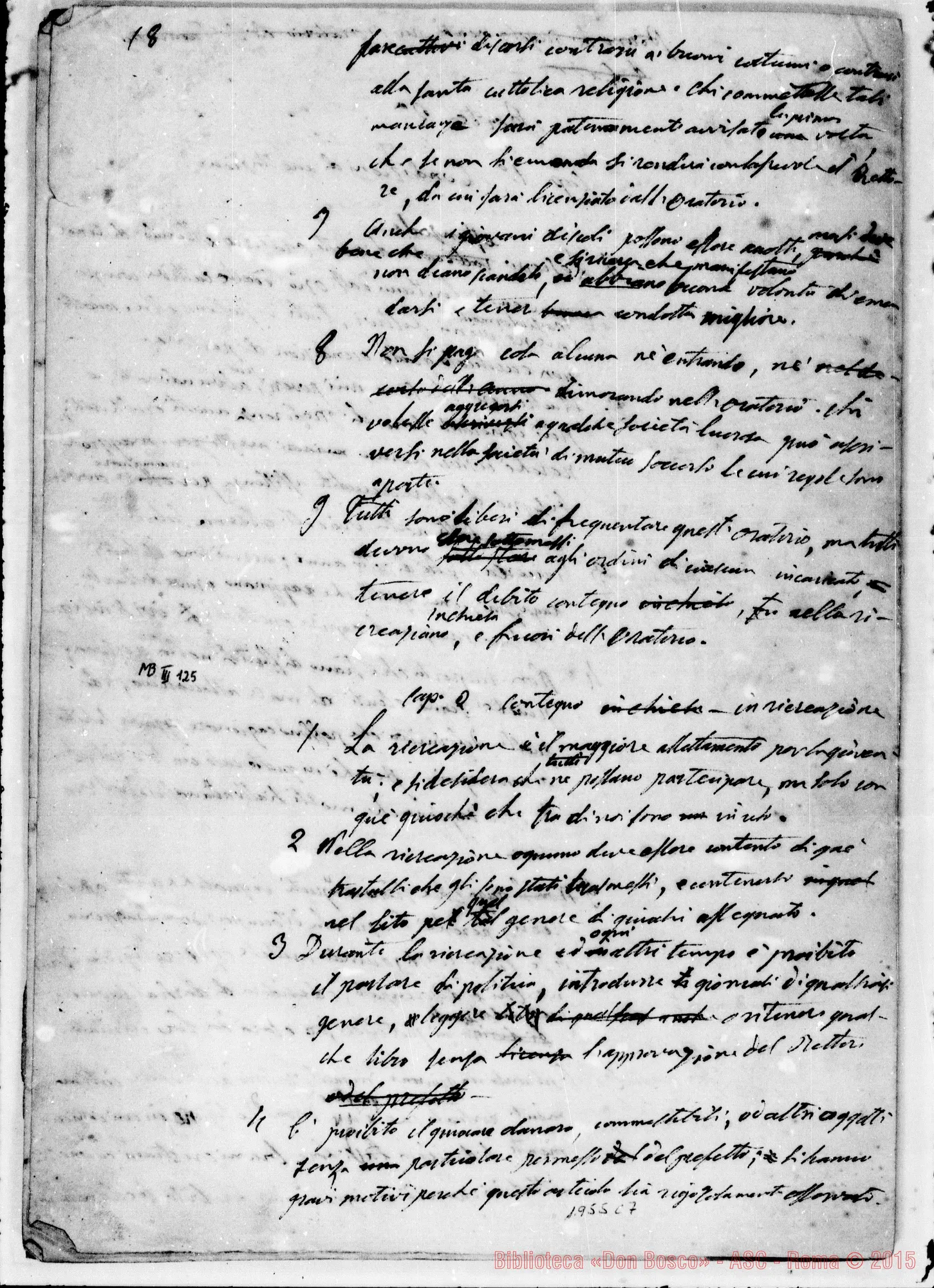 Fotogramma C 7 — Regolamento dell’Oratorio. Ms. autogr. Bosco