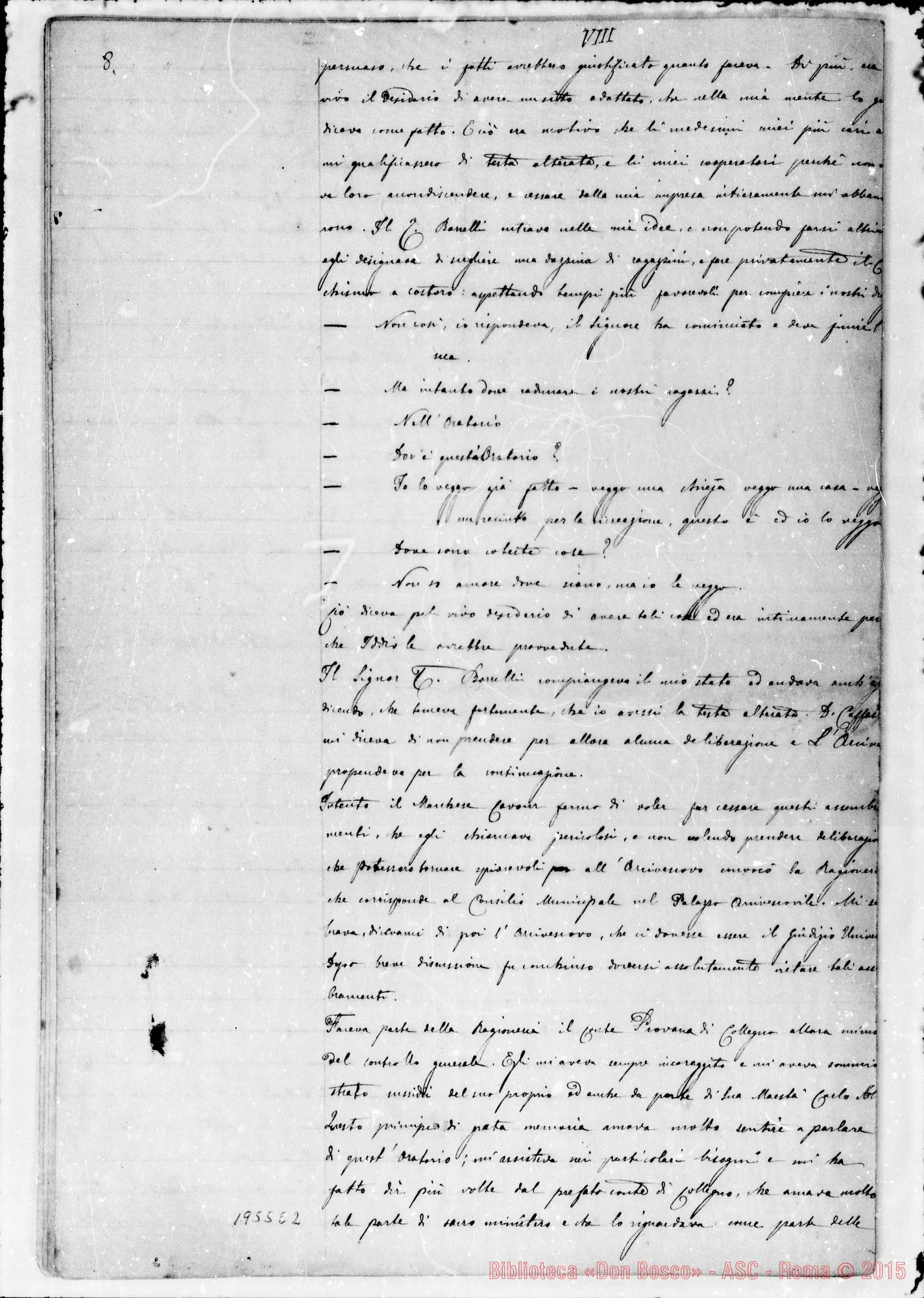 Fotogramma E 2 — Regolamento Primitivo dell’Oratorio, con Introduzione E cenno storico dell’Oratorio. Ms.