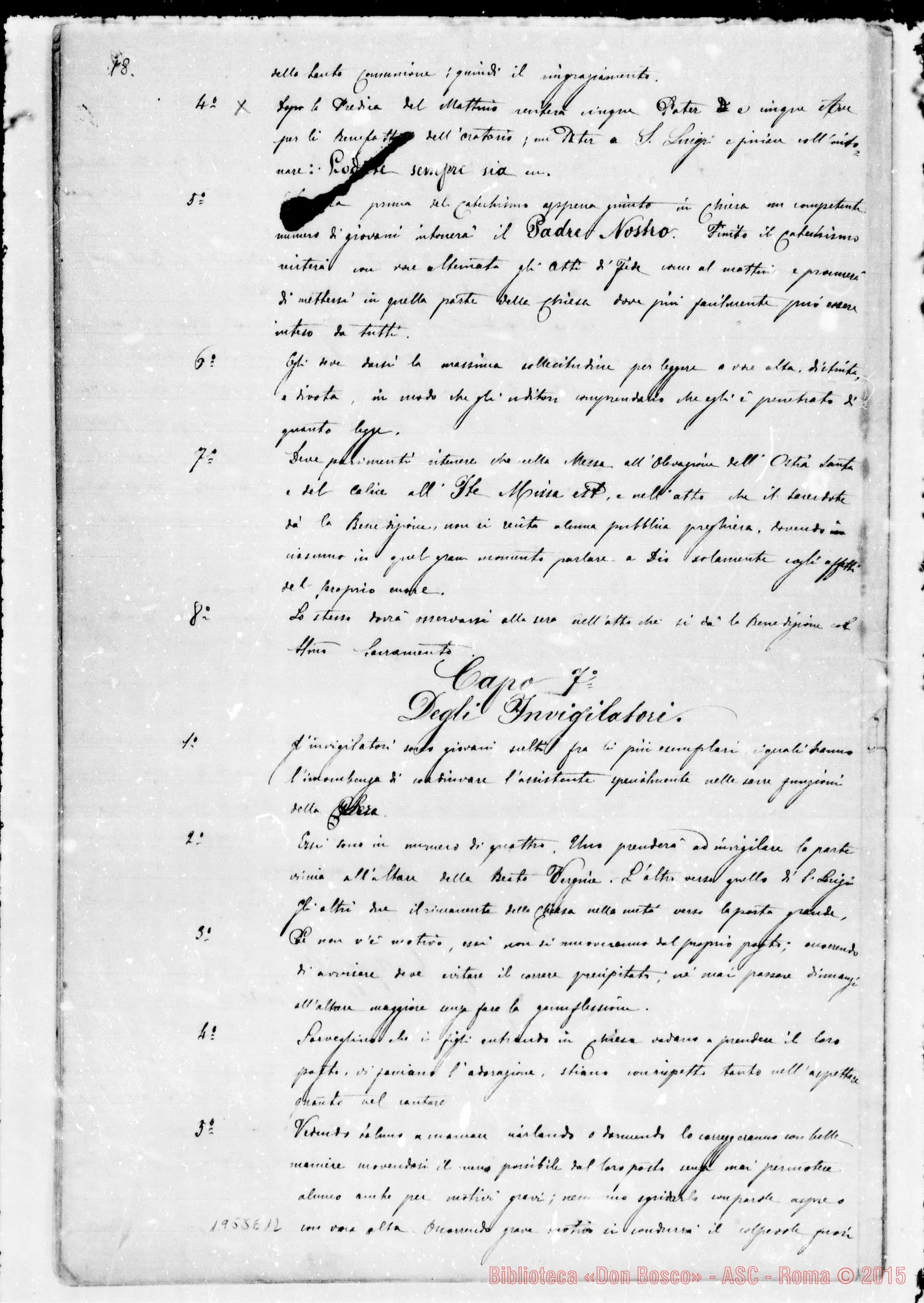 Fotogramma E 12 — Regolamento Primitivo dell’Oratorio, con Introduzione E cenno storico dell’Oratorio. Ms.