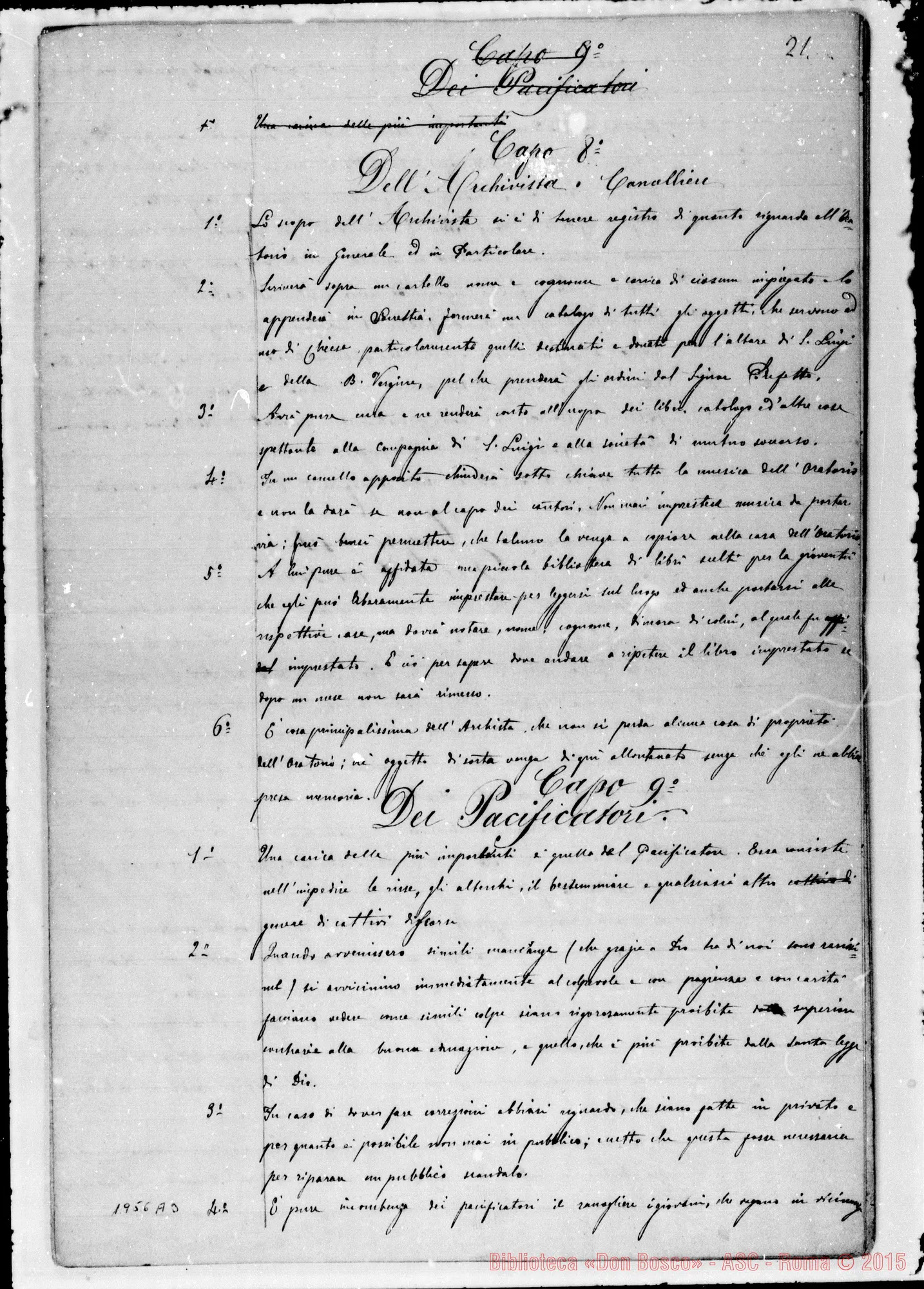 Fotogramma A 3 — Regolamento Primitivo dell’Oratorio, con Introduzione E cenno storico dell’Oratorio. Ms.