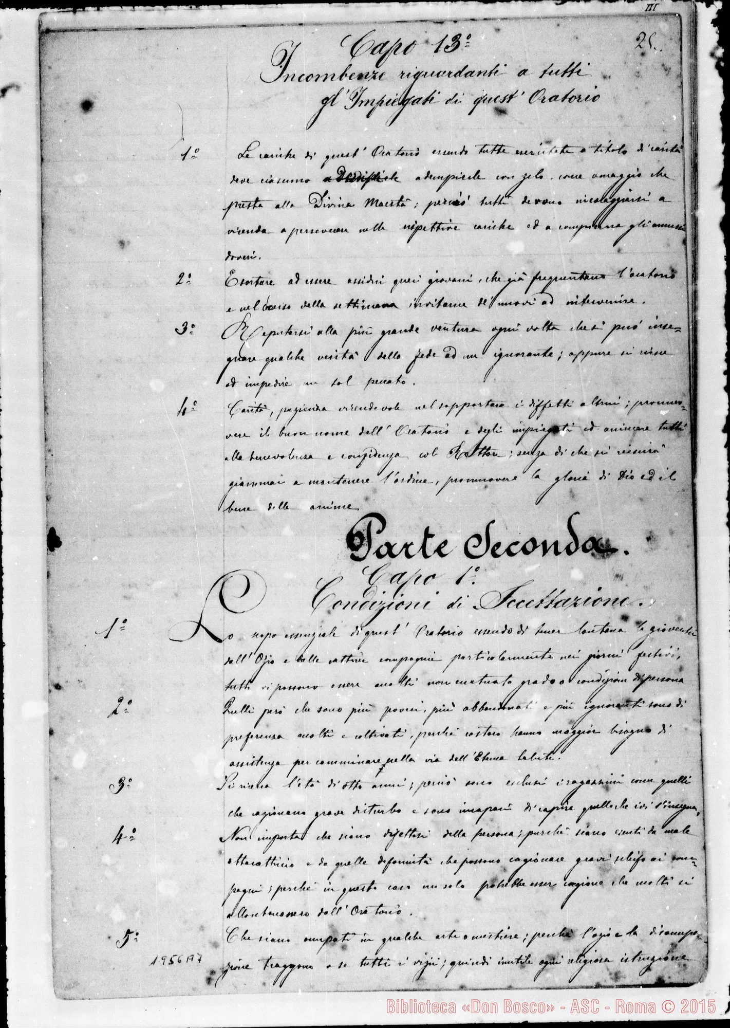 Fotogramma A 7 — Regolamento Primitivo dell’Oratorio, con Introduzione E cenno storico dell’Oratorio. Ms.