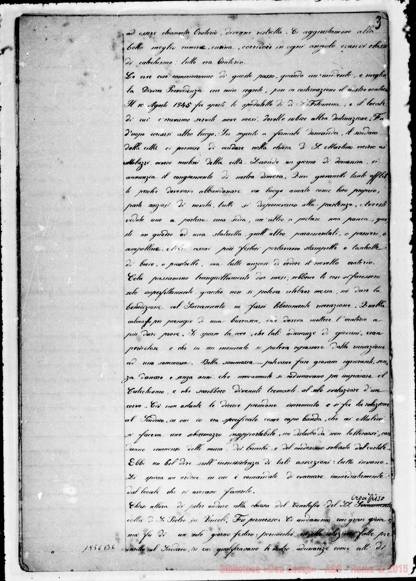 Fotogramma B 6 — Regolamento Primitivo dell’Oratorio con Cenno Storico. Ms.