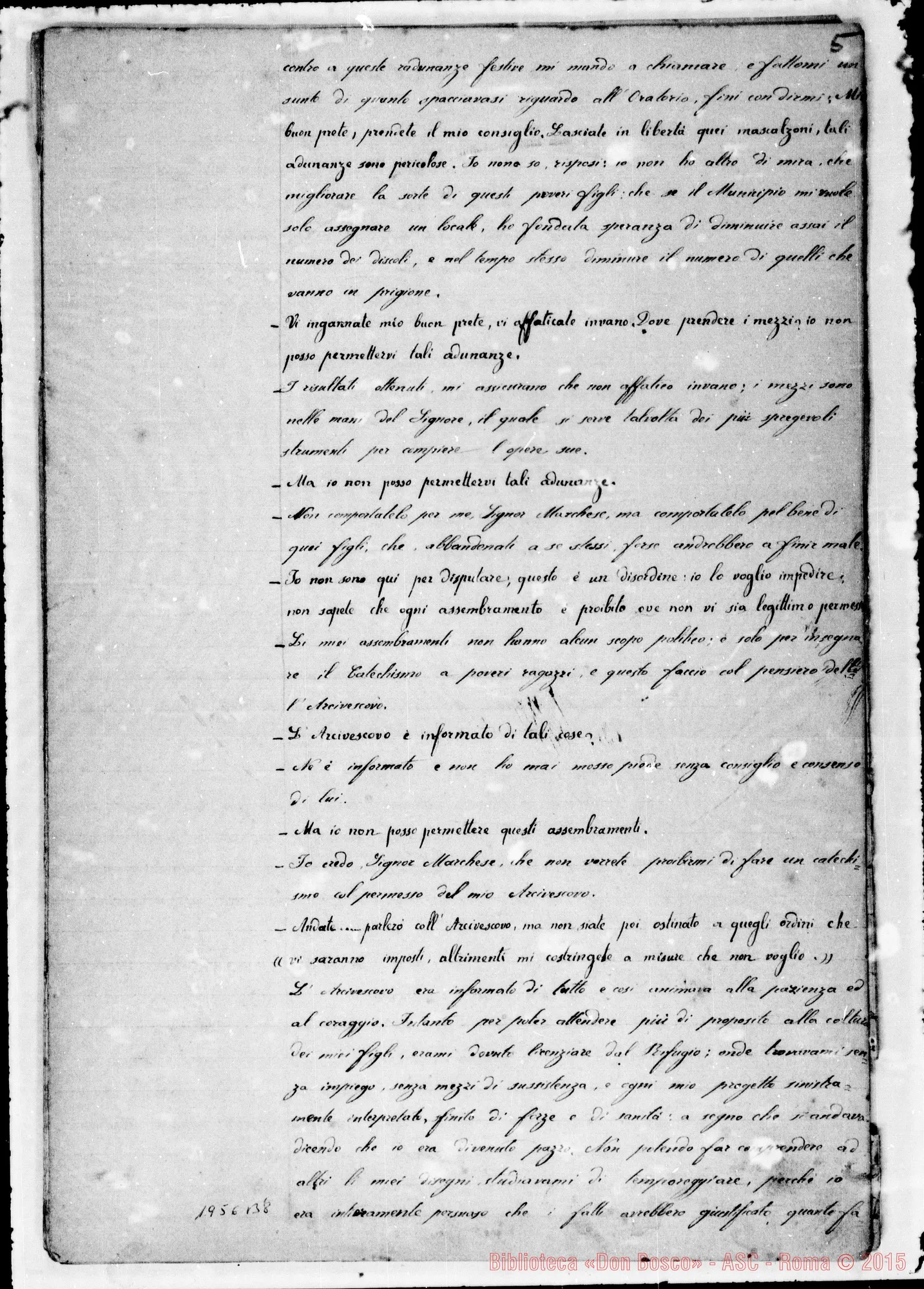 Fotogramma B 8 — Regolamento Primitivo dell’Oratorio con Cenno Storico. Ms.