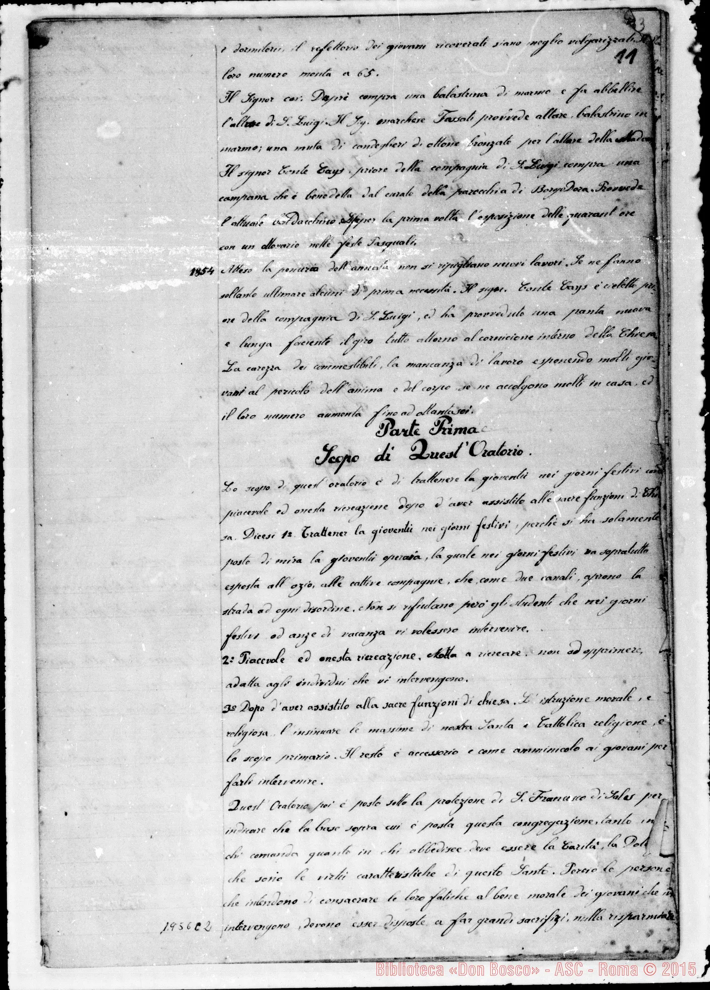 Fotogramma C 2 — Regolamento Primitivo dell’Oratorio con Cenno Storico. Ms.