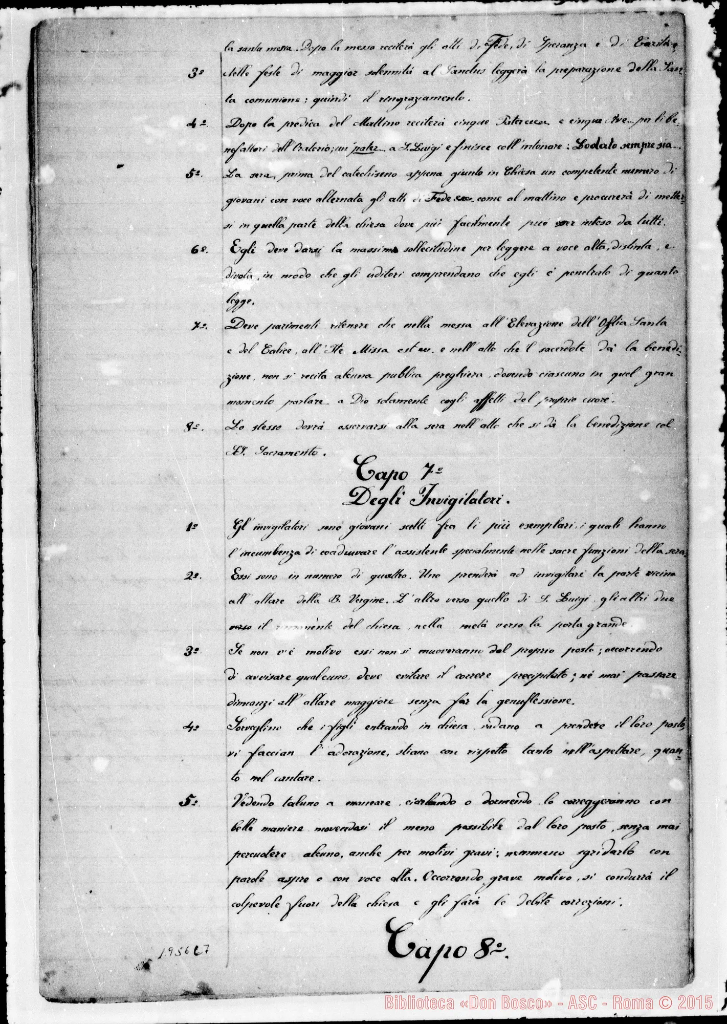 Fotogramma C 7 — Regolamento Primitivo dell’Oratorio con Cenno Storico. Ms.
