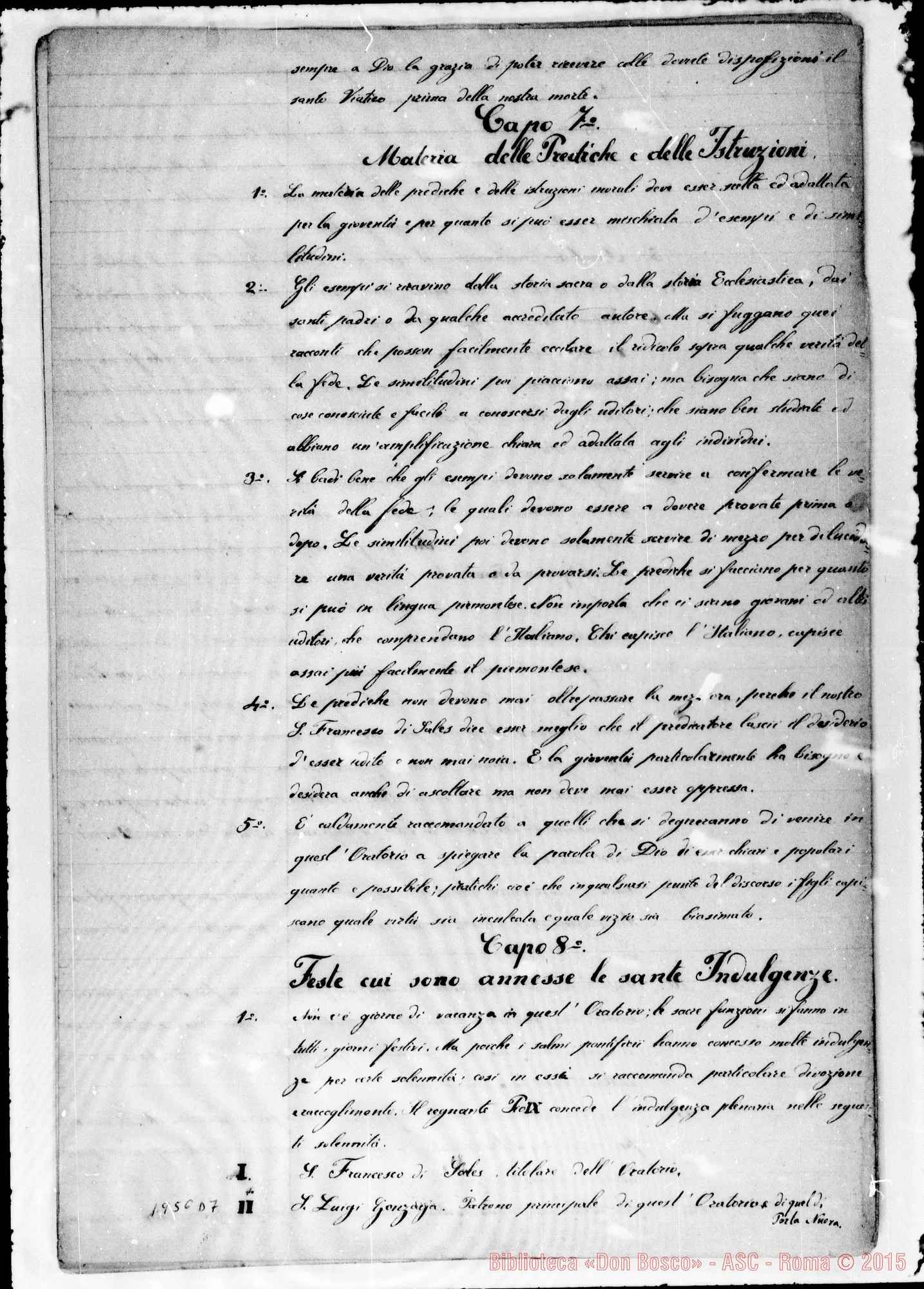 Fotogramma D 7 — Regolamento Primitivo dell’Oratorio con Cenno Storico. Ms.
