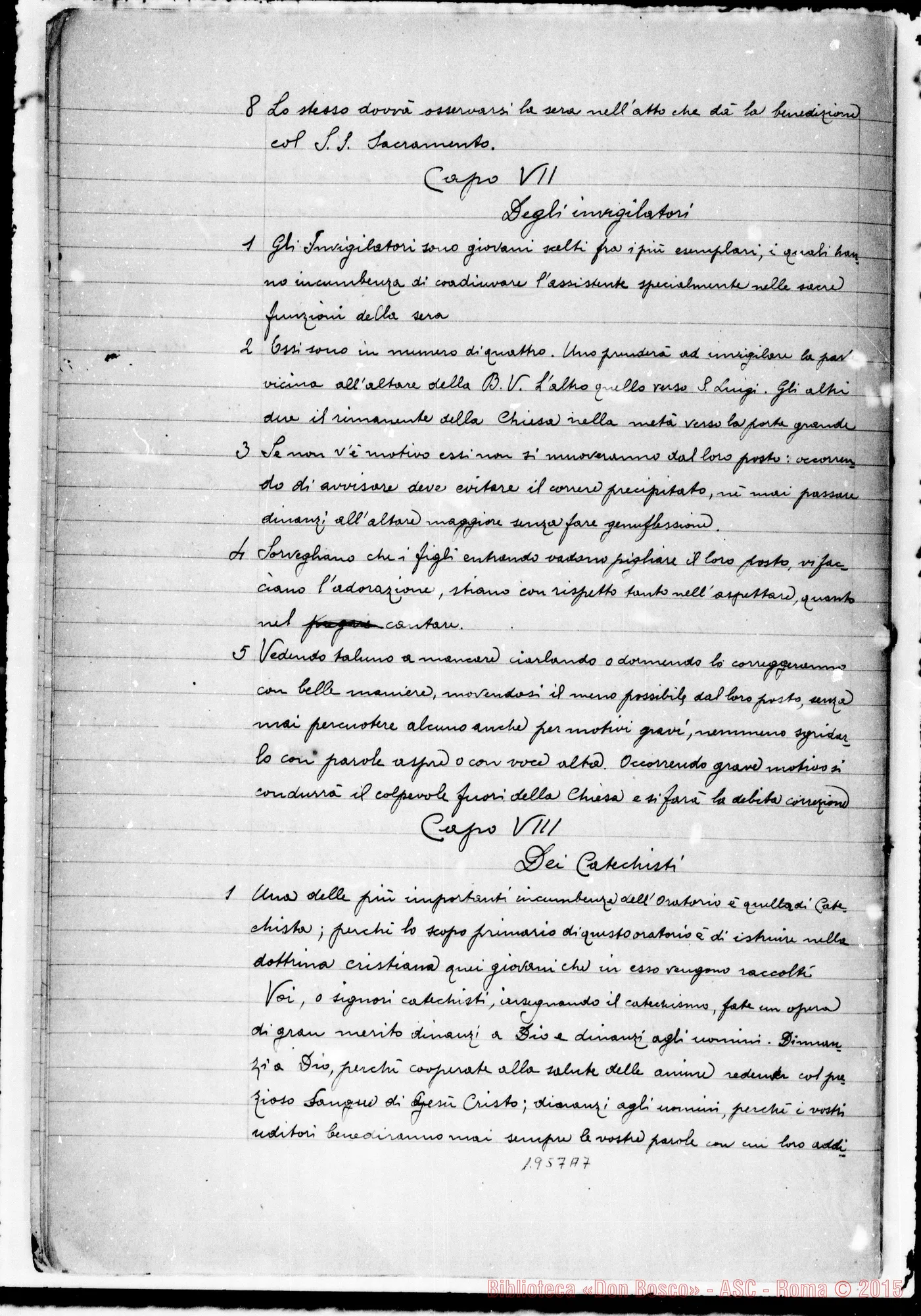 Fotogramma A 7 — Primo Regolamento dell’Oratorio. Copia tardiva (189.)
