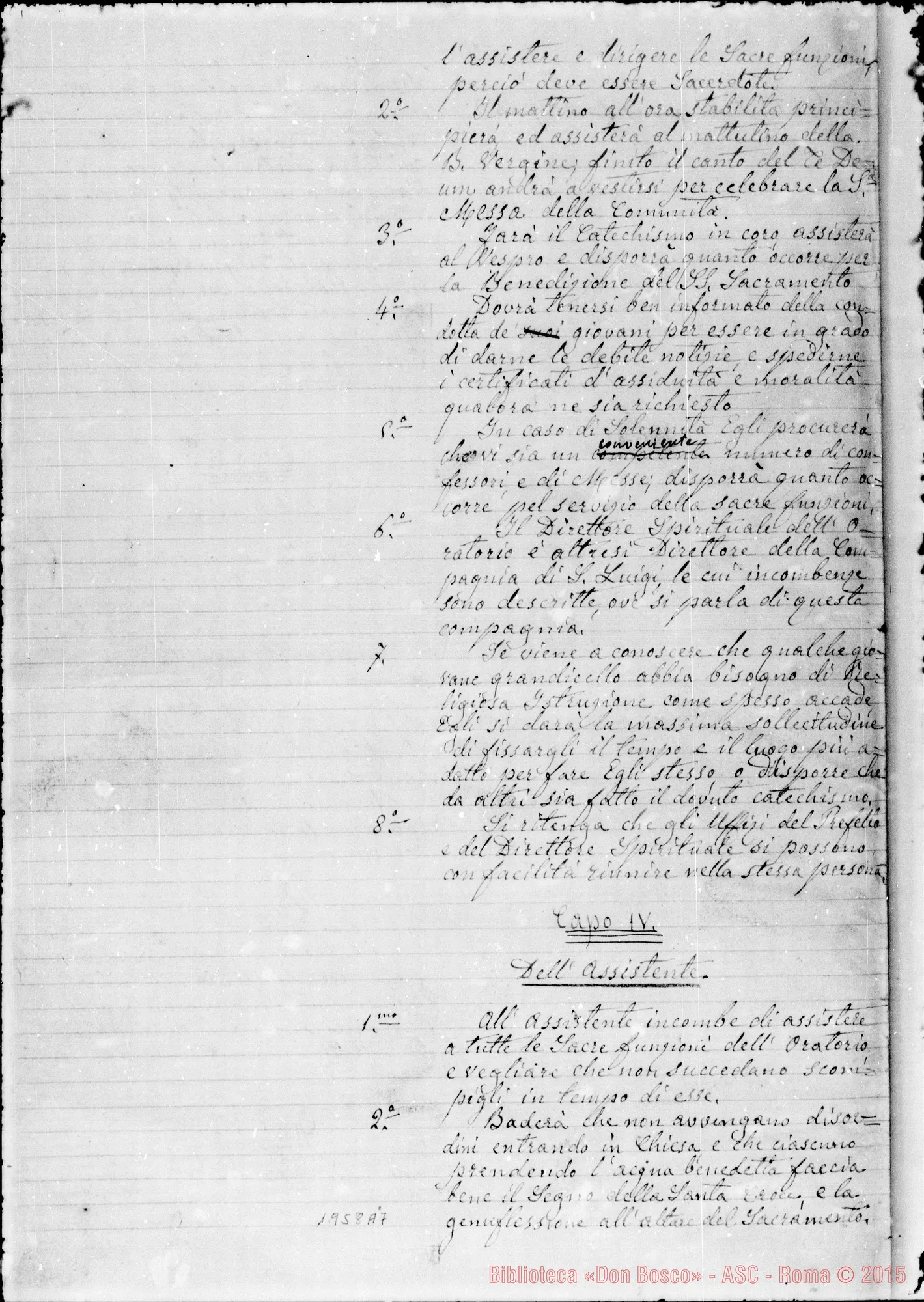 Fotogramma A 7 — «Regolamento dell’Oratorio esterno di S. Frco. di Sales». Copia destinata alla stampa. Ms. senza data