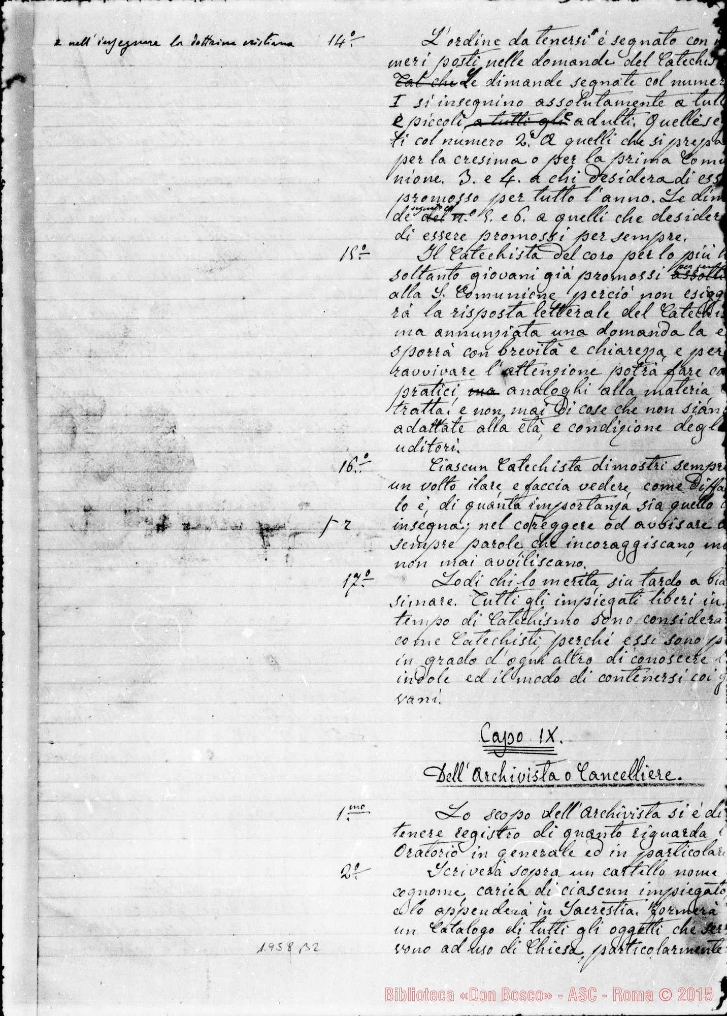 Fotogramma B 2 — «Regolamento dell’Oratorio esterno di S. Frco. di Sales». Copia destinata alla stampa. Ms. senza data