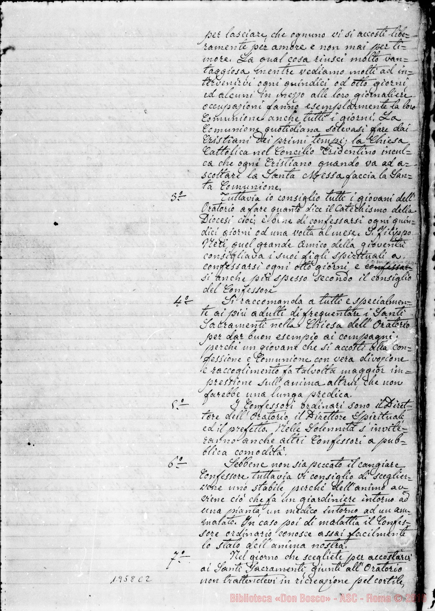 Fotogramma C 2 — «Regolamento dell’Oratorio esterno di S. Frco. di Sales». Copia destinata alla stampa. Ms. senza data