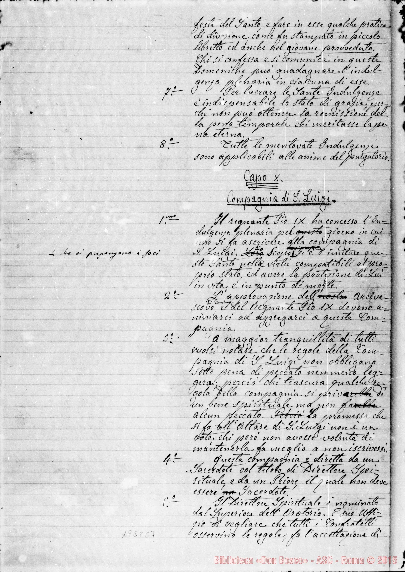 Fotogramma C 7 — «Regolamento dell’Oratorio esterno di S. Frco. di Sales». Copia destinata alla stampa. Ms. senza data