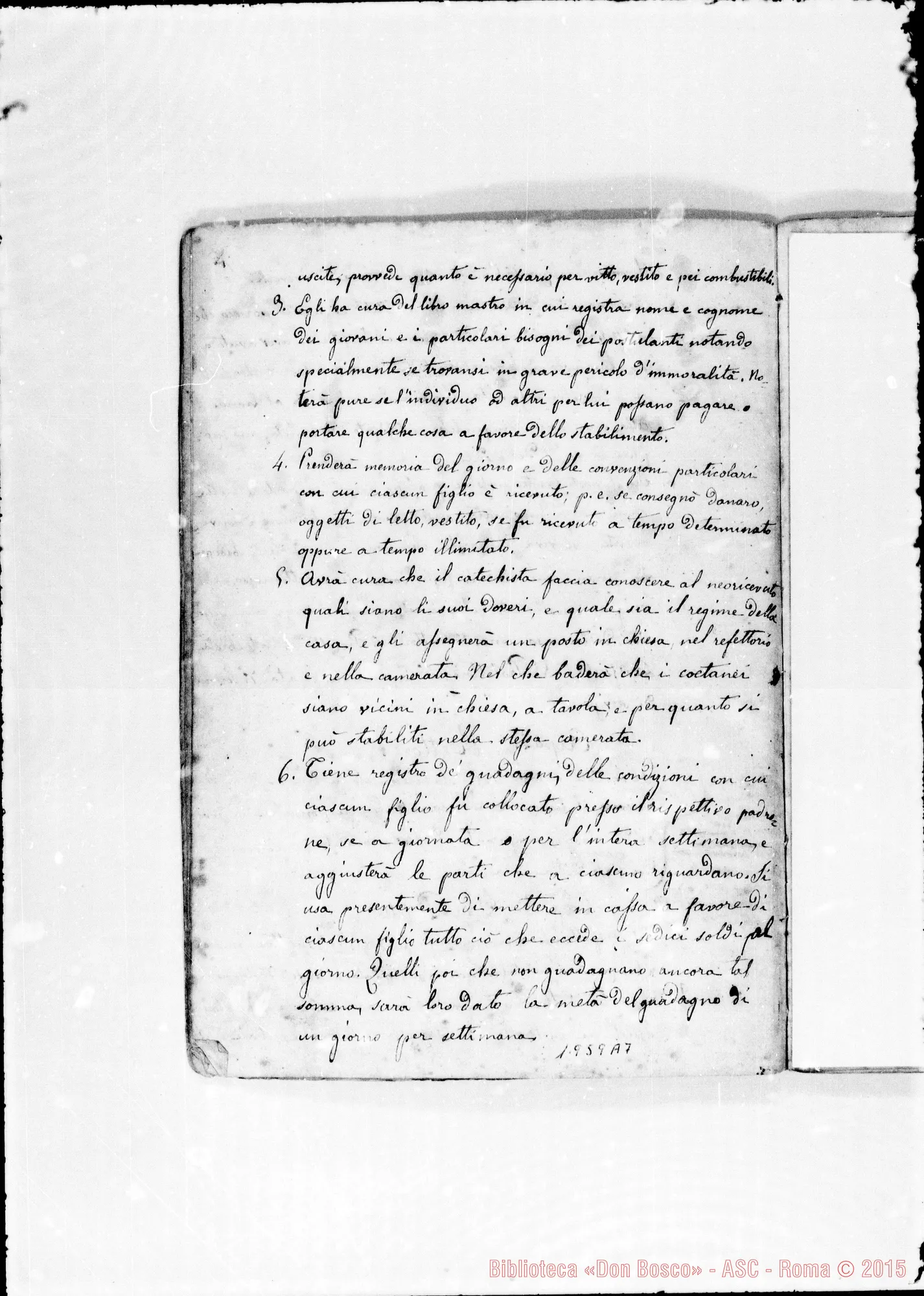 Fotogramma A 7 — Piano di Regolamento. (1855). Ms. Rua E altri, E anche correz. e aggiunte autogr. Bosco